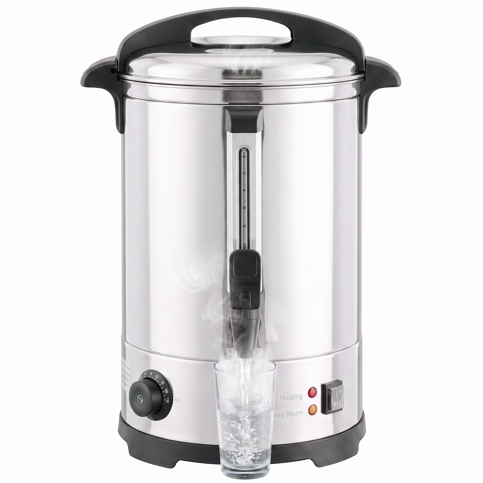 6.5L Catering Urn, 1500W Hot Water Boiler Dispenser with Thermostat, Stainless Steel Tea Urn Kettle with Keep Warm Function, Adjustable Temperature and Easy Pour Tap for Home Office Parties