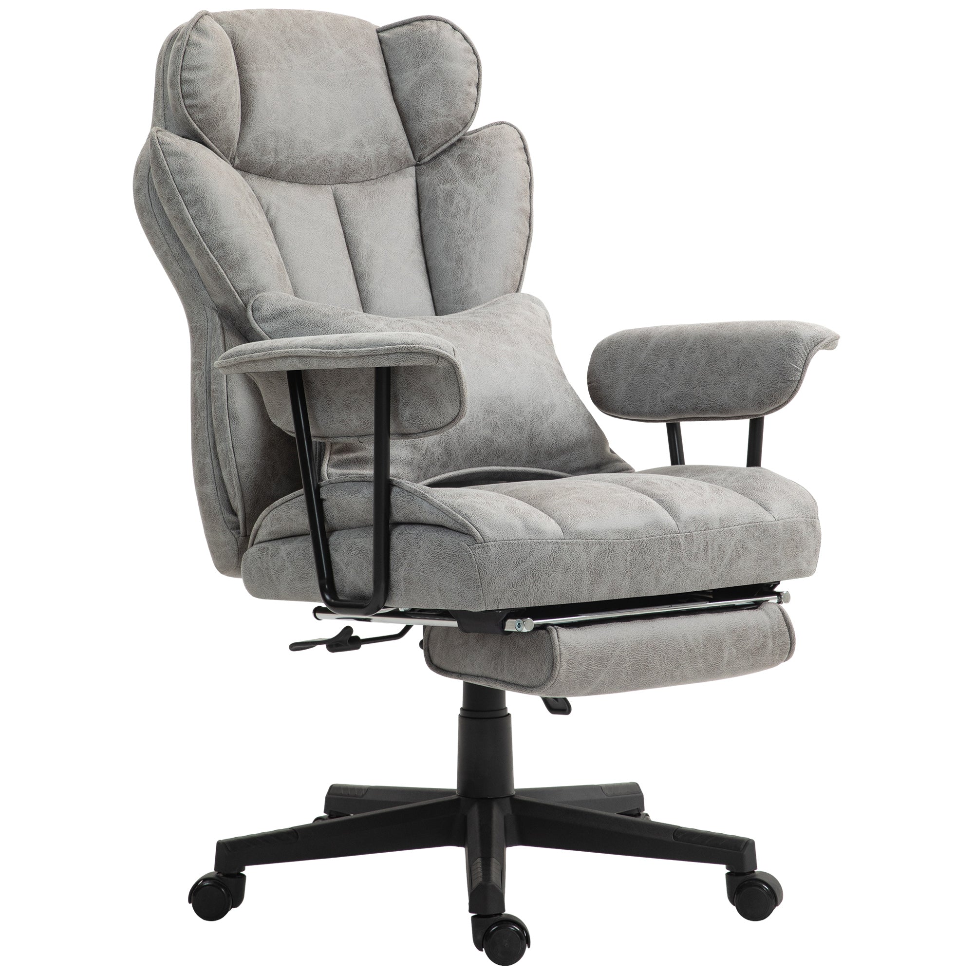 396lbs Big and Tall Office Chair Massage Chair with Footrest Lumbar Support & Reclining Gray