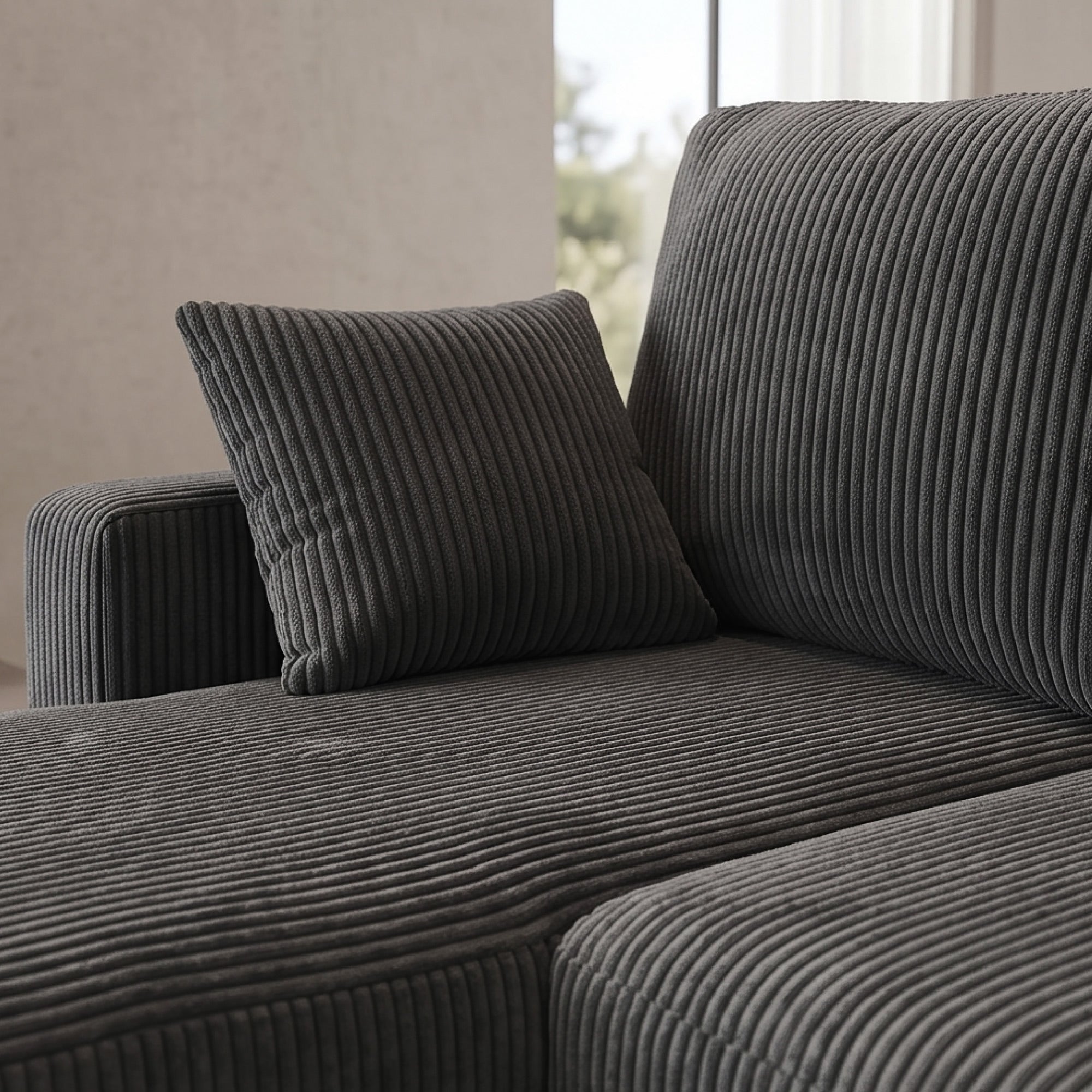 FlexLiving 111" U-Shaped Dual-Storage Sleeper Sectional, Charcoal Grey