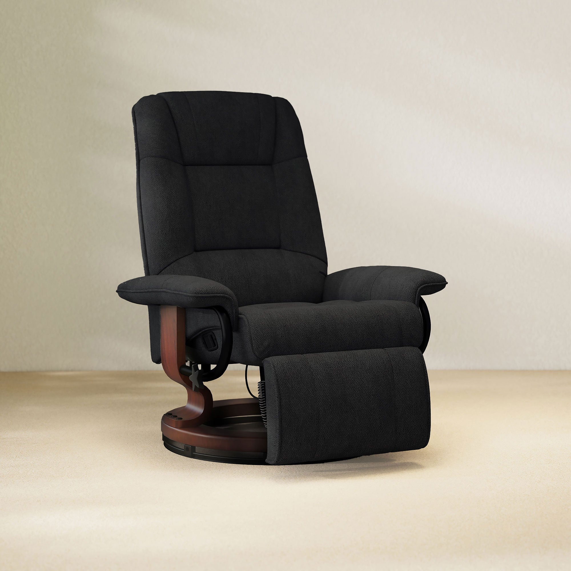 Manual Recliner Chair with Linen-Like Upholstered & Wooden Base for Living Room, Black - HOMCOM