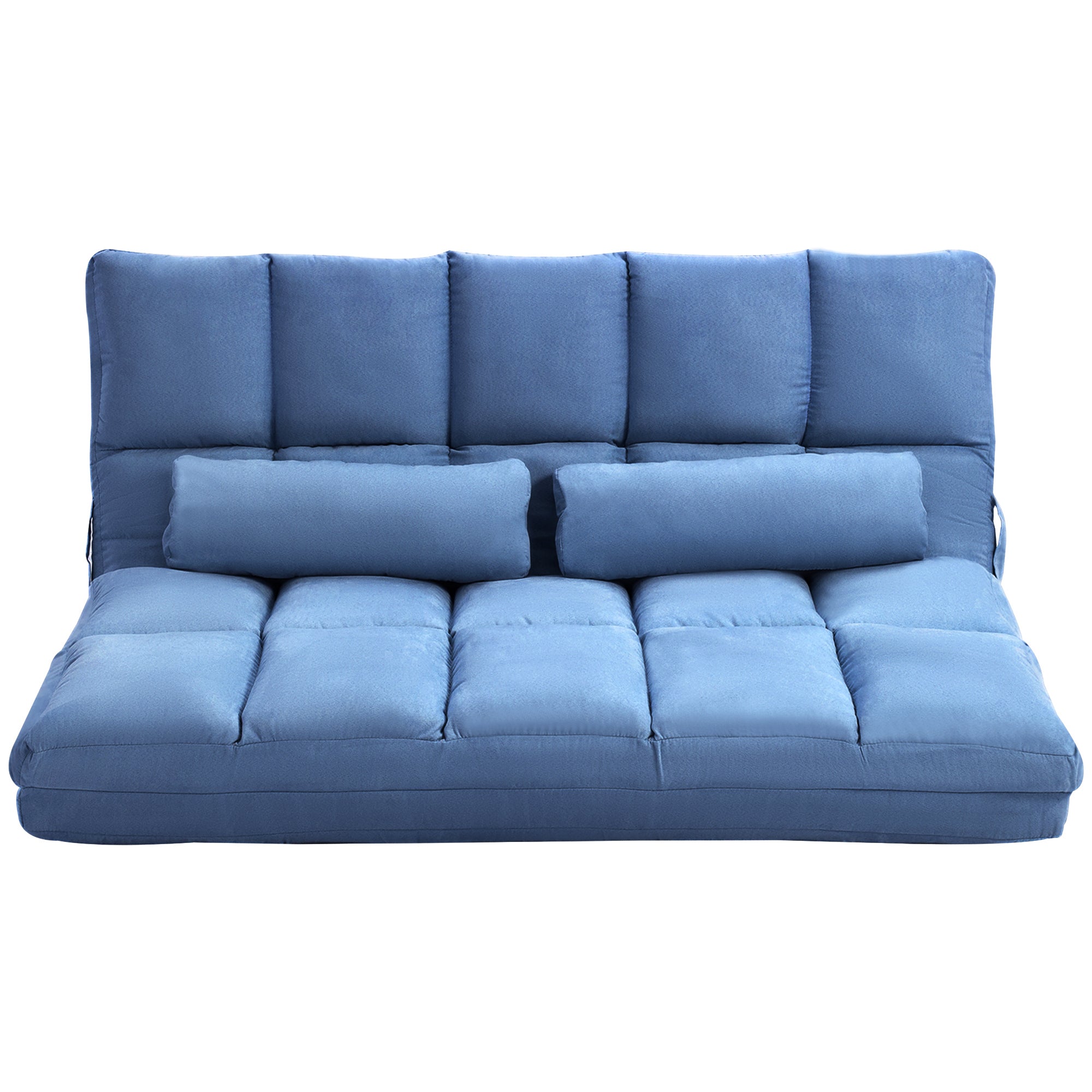 Recliner Sofa, Convertible Floor Sofa Chair with 2 Pillows, Adjustable Backrest and Headrest, Blue