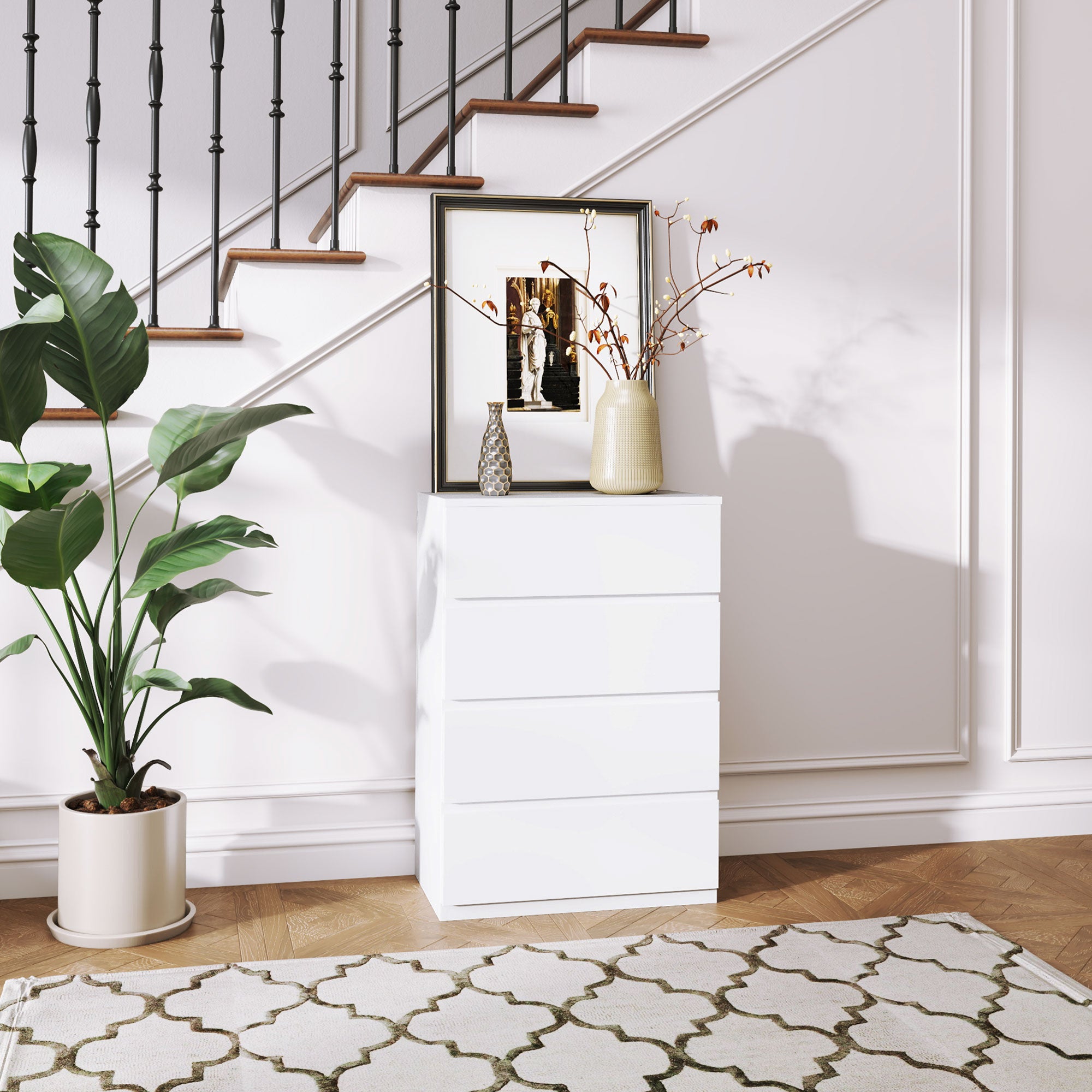 HOMCOM Chest of Drawer, 4 Drawers Storage Cabinet Freestanding Drawer Unit for Bedroom, White