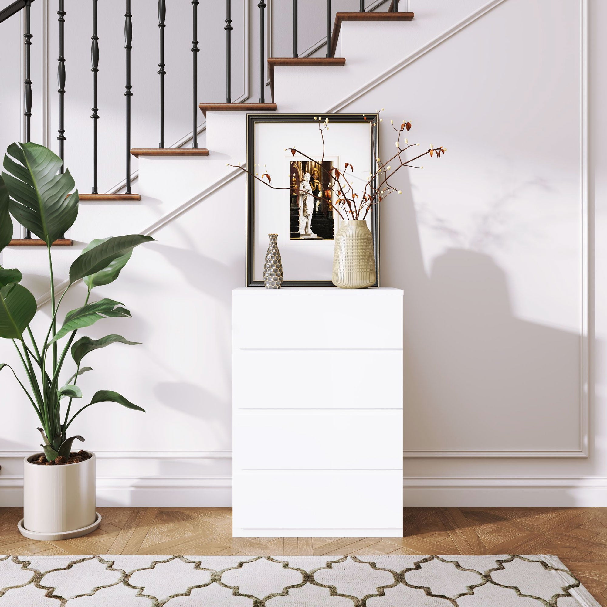 HOMCOM Chest of Drawer, 4 Drawers Storage Cabinet Freestanding Drawer Unit for Bedroom, White