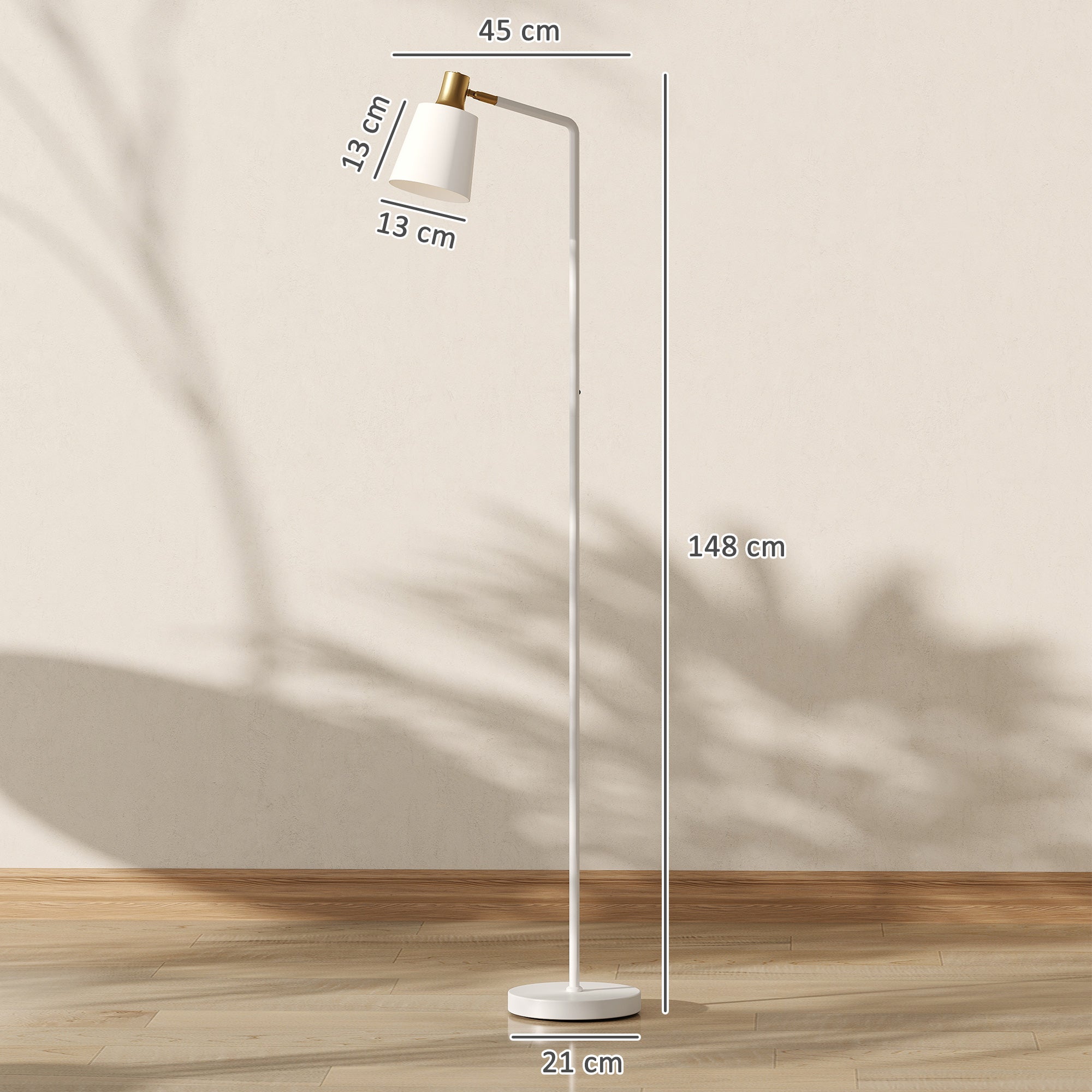 Floor Lamp with 350° Rotatable Head, Modern Standing Lamp with 3000K/4000K/6500K Colour Temperatures for Living Room Office, White