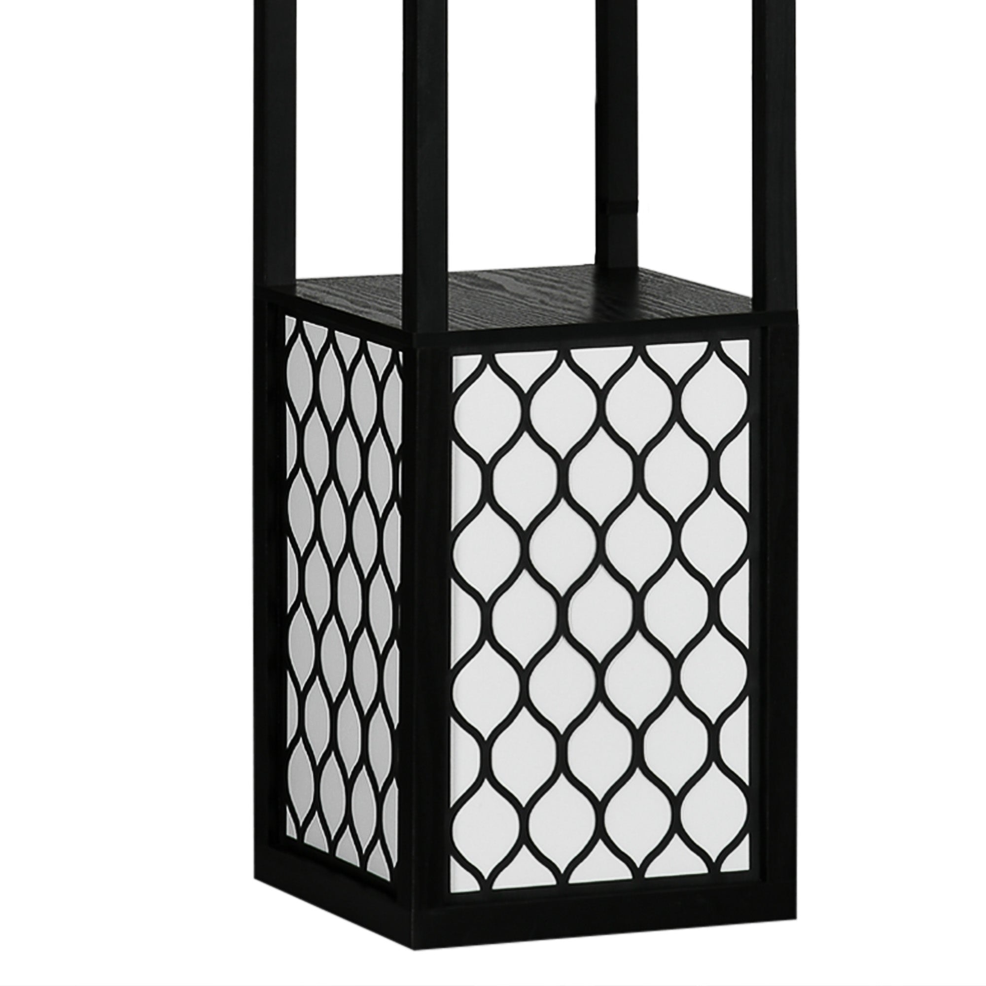 HOMCOM Floor Lamp with Shelves, Dual Light, Modern Tall Standing Lamps for Living Room, Bedroom, with Pull Chain Switch, Bulb not Included, Black