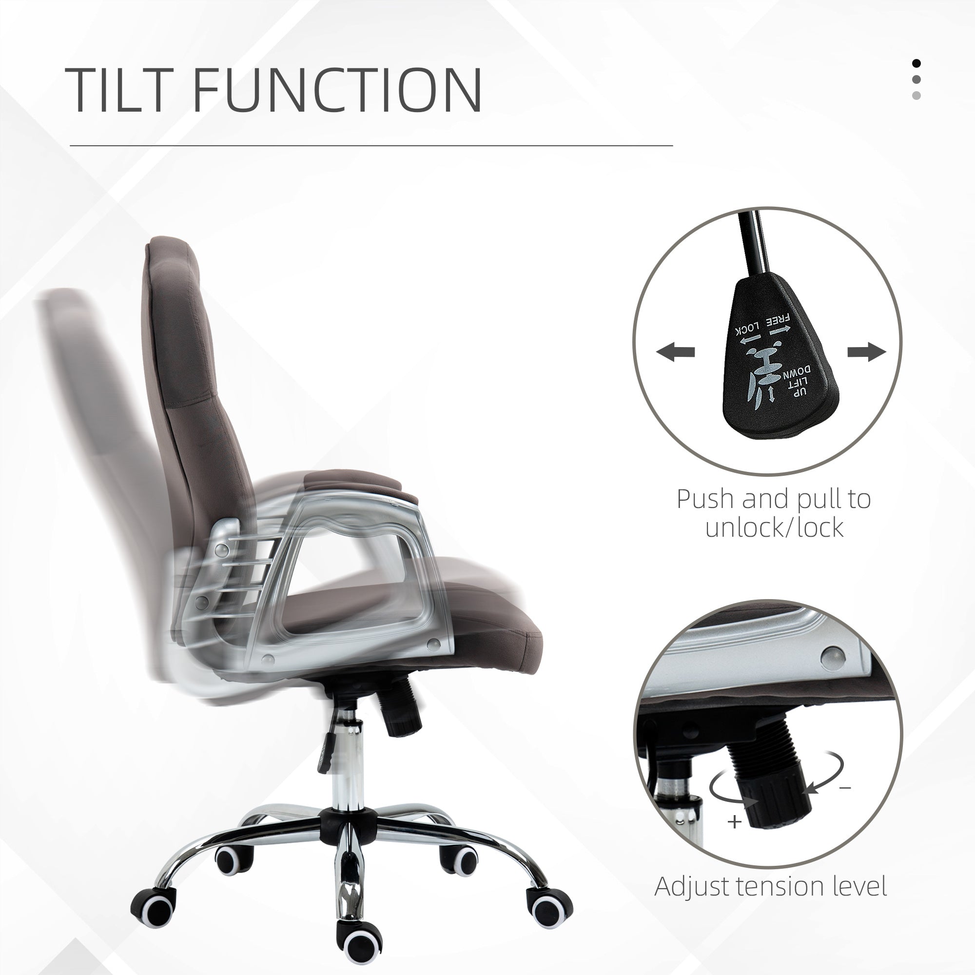 Vinsetto Office Chair, Velvet Computer Chair, Button Tufted Desk Chair with Swivel Wheels, Adjustable Height, Tilt Function, Dark Grey