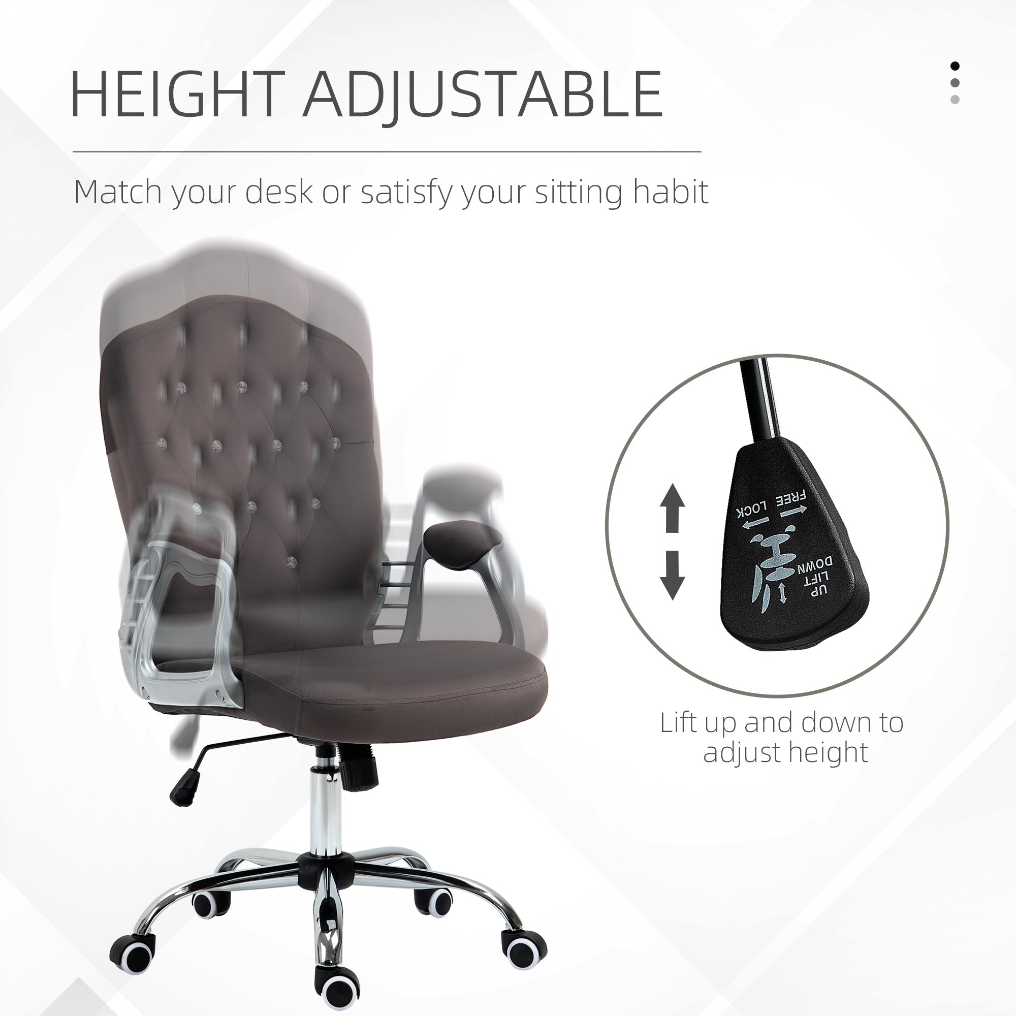 Home Office Chair with Adjustable Height and Tilt, Dark Gray