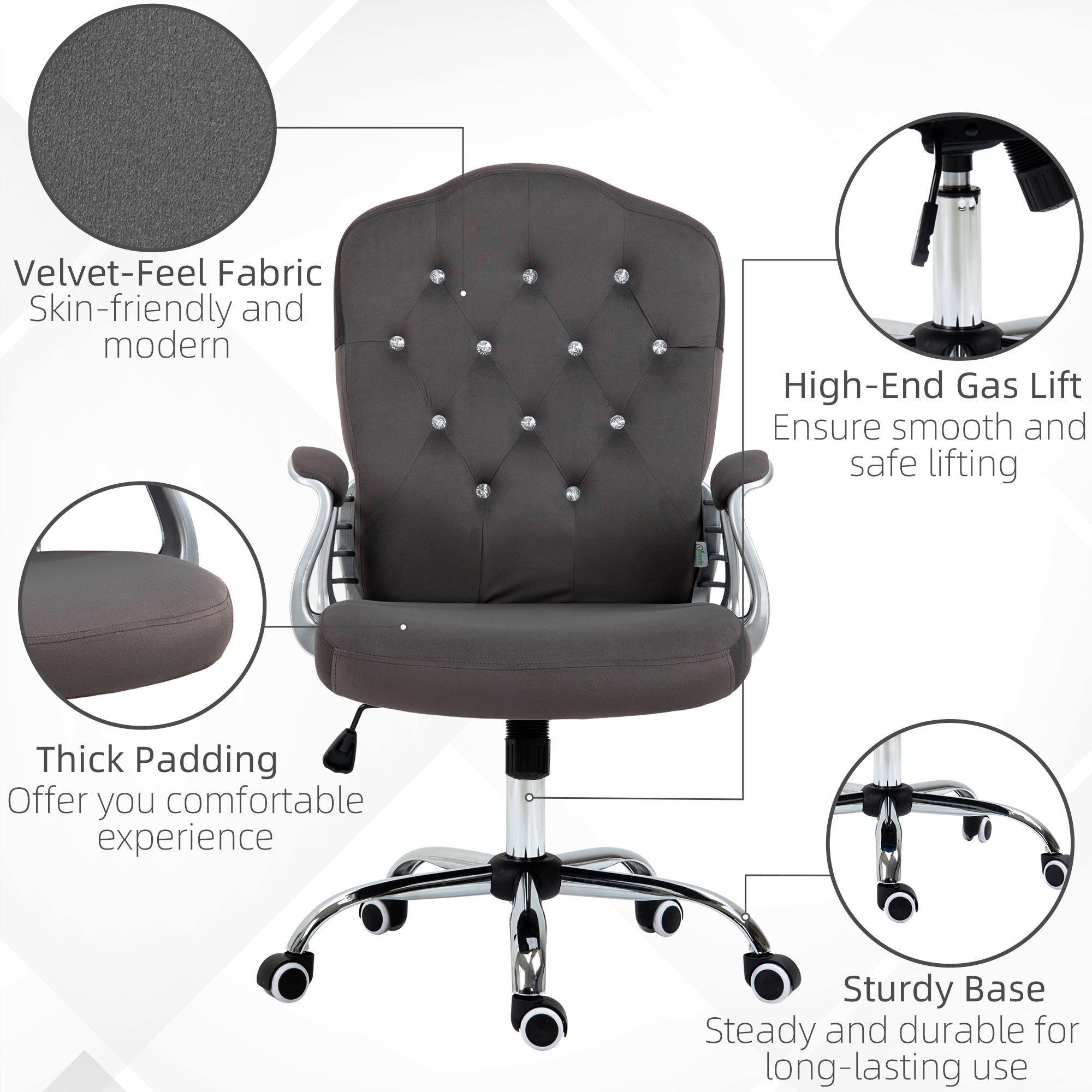 Home Office Chair with Adjustable Height and Tilt, Dark Gray