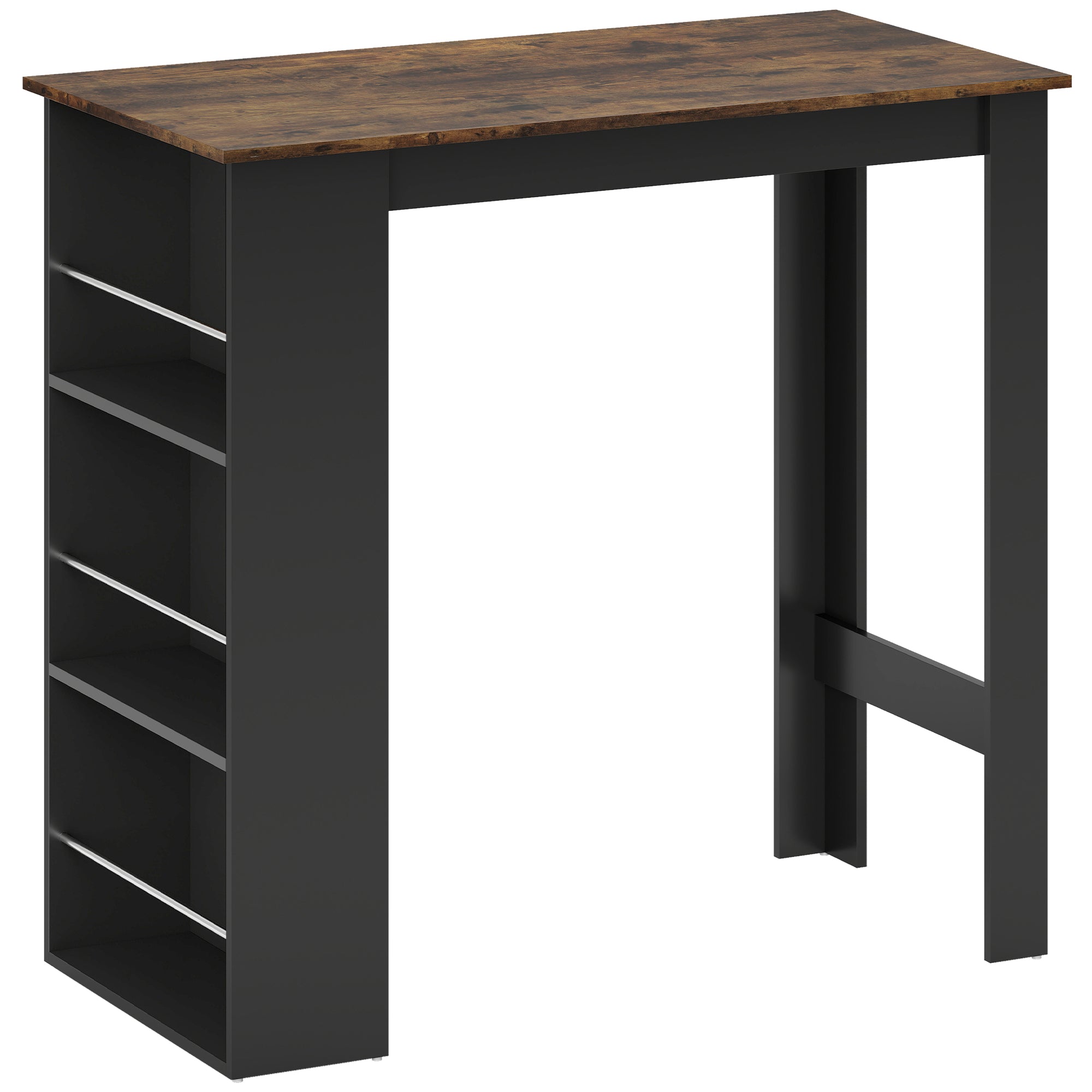Modern Bar Table, Counter Height Dining Table with 3 Storage Shelves for Kitchen, Dining Room, Living Room, Rustic Brown