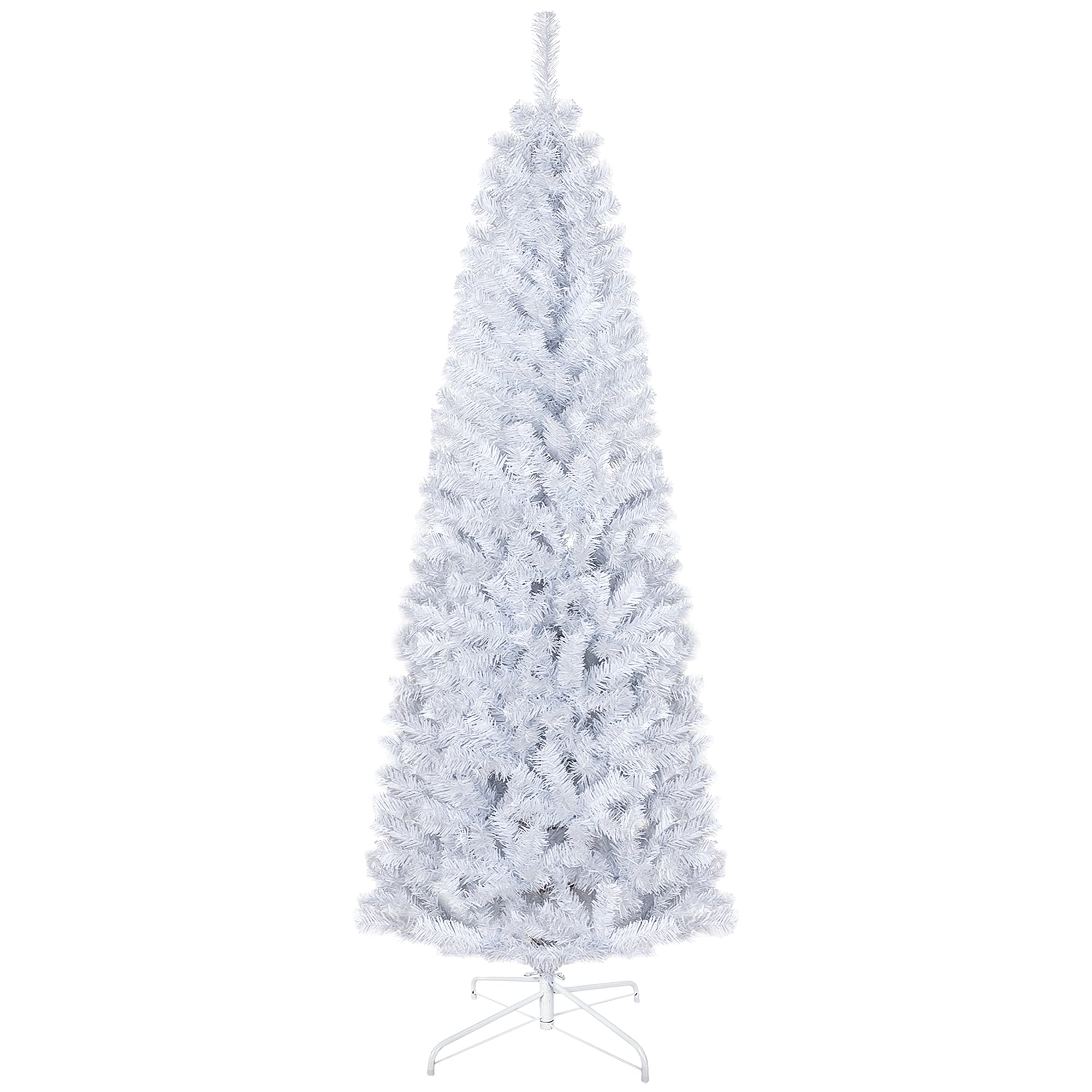 6 FT Artificial Christmas Tree Pencil Xmas Tree with Stand 618 Tips Holiday Indoor Decoration White