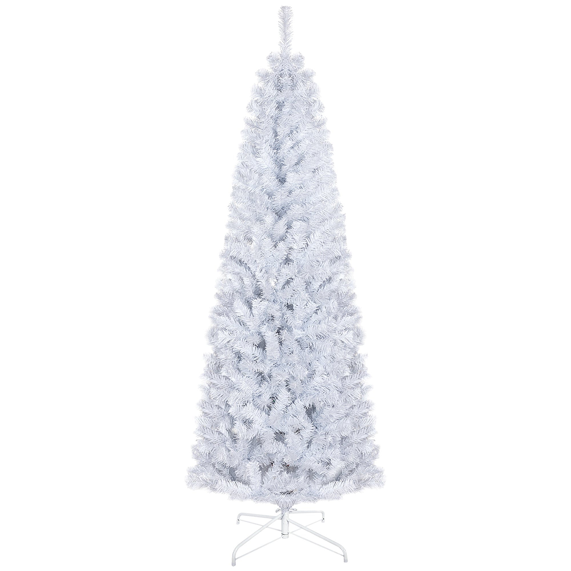 6 FT Artificial Christmas Tree Pencil Xmas Tree with Stand 618 Tips Holiday Indoor Decoration White