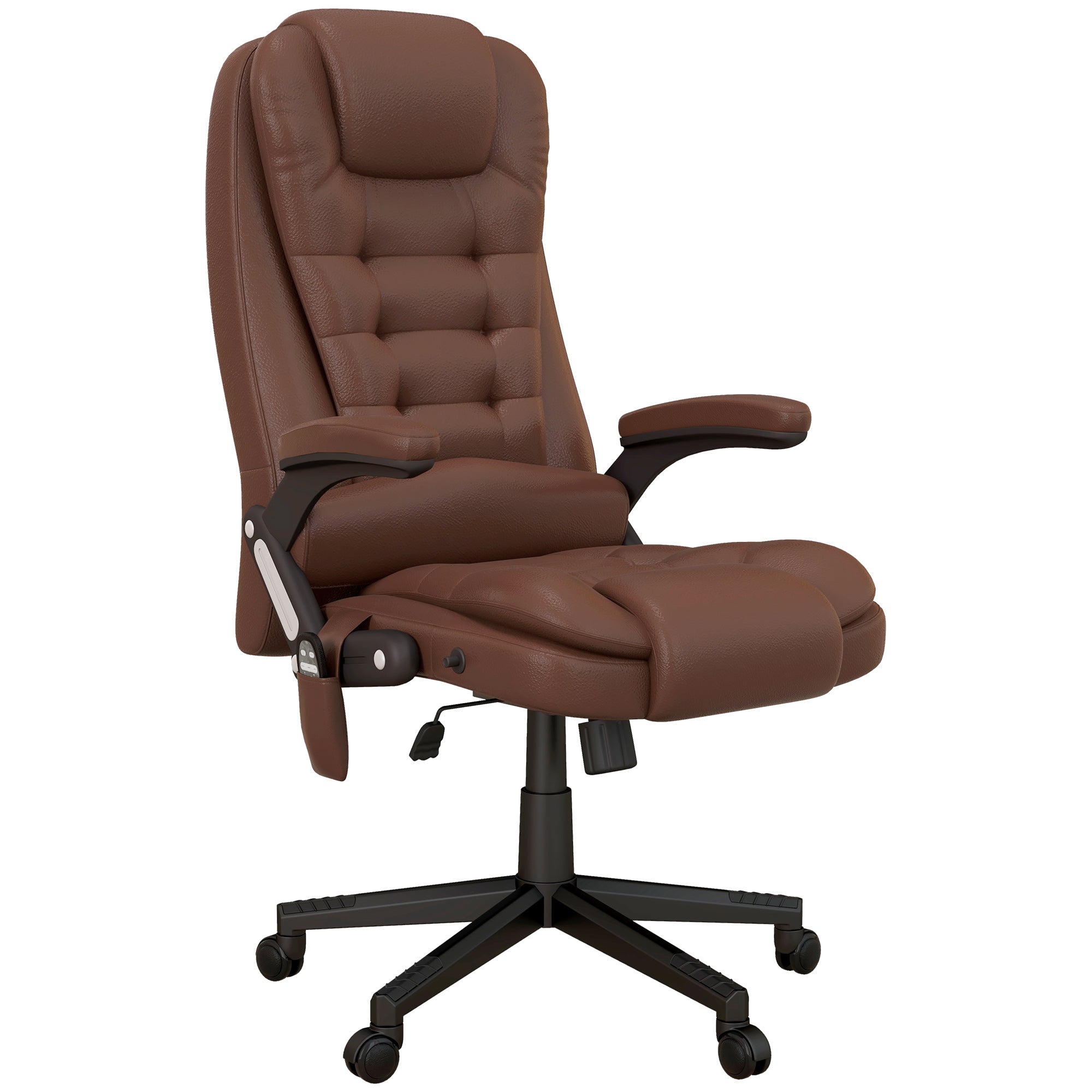 Massage Office Chair, Heated Reclining Computer Chair with 6 Vibration Points, Armrest and Remote, Brown