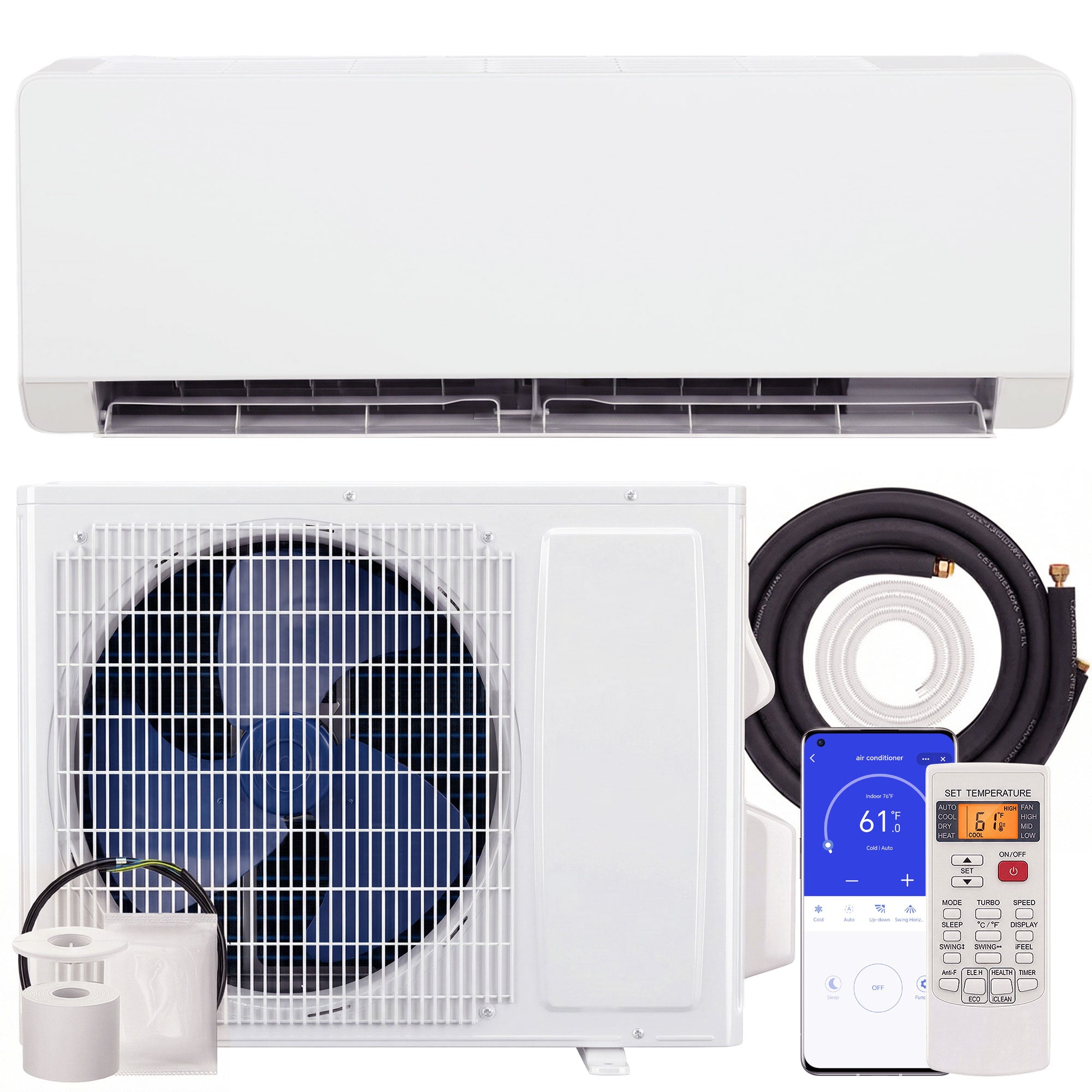 12000 BTU Mini Split Air Conditioner, 22 SEER2 115V Wifi Enabled Inverter AC Unit & Ductless Heat Pump Cools up to 750 Sq. Ft, with Installation Kit, Works with Alexa