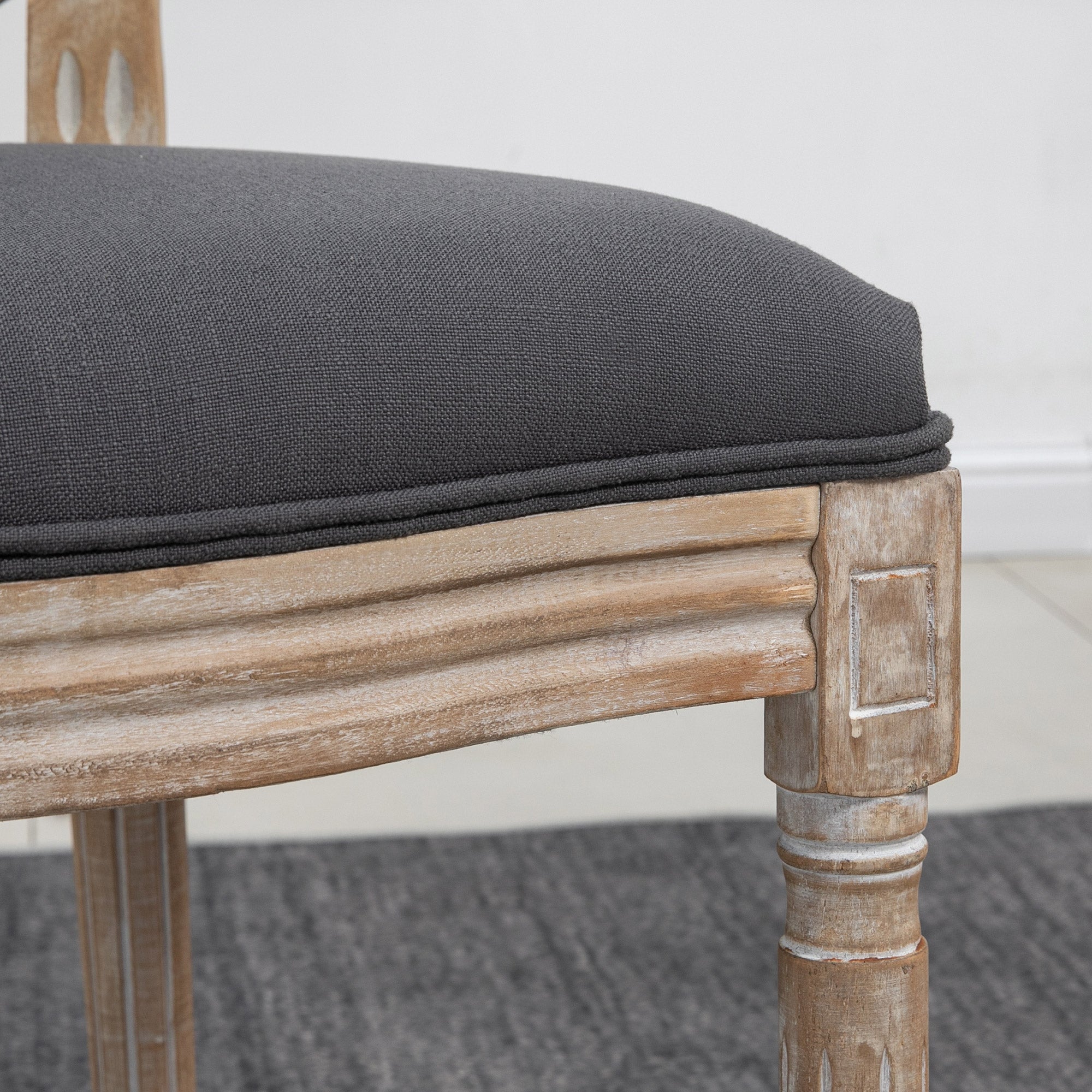 Dining Chairs Set of 2, French-Style Kitchen Chairs, Armless Accent Chairs with Linen Fabric Upholstery, Round Backrest and Solid Wooden Frame, Grey
