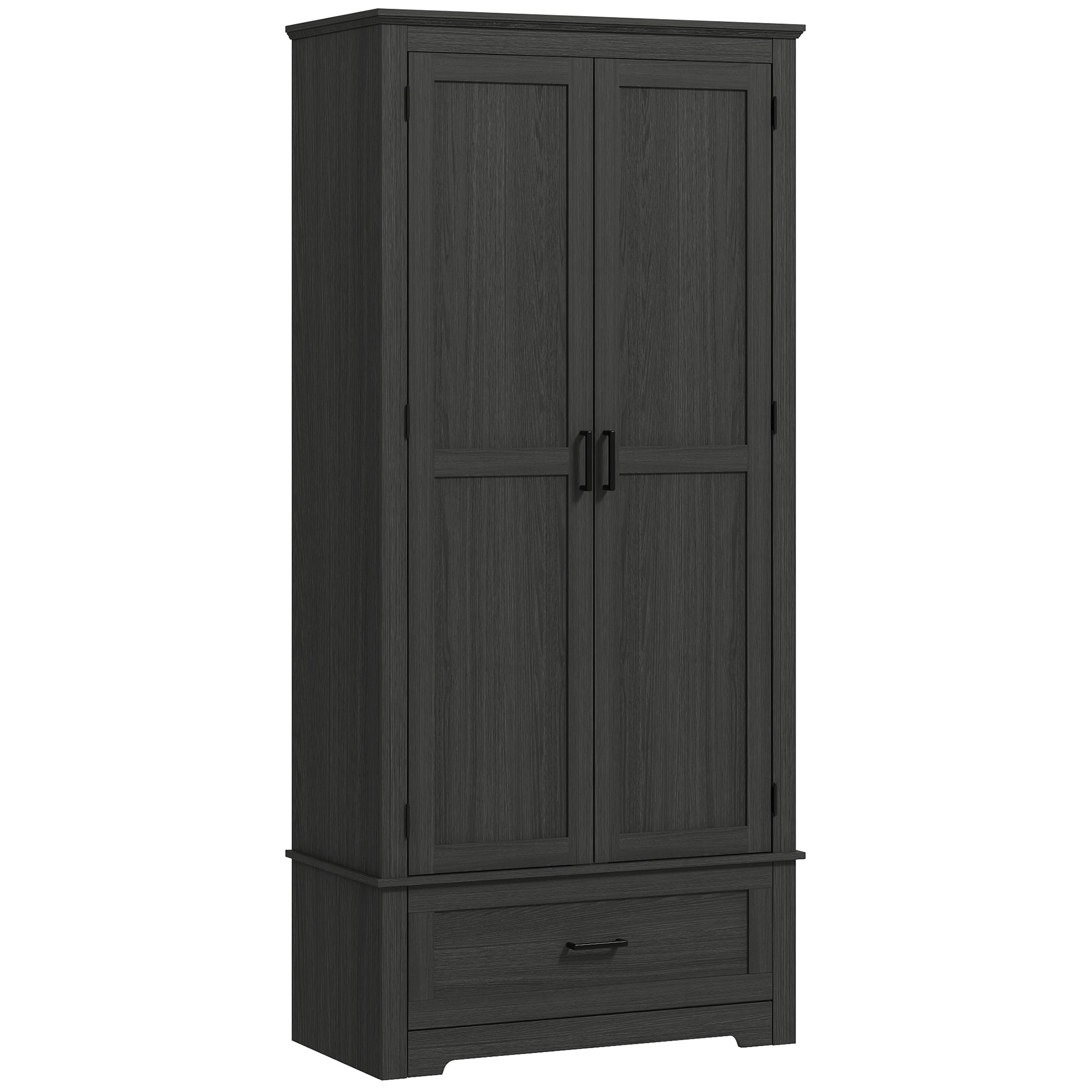 69" Tall Kitchen Storage Cabinet with Adjustable Shelves, Black