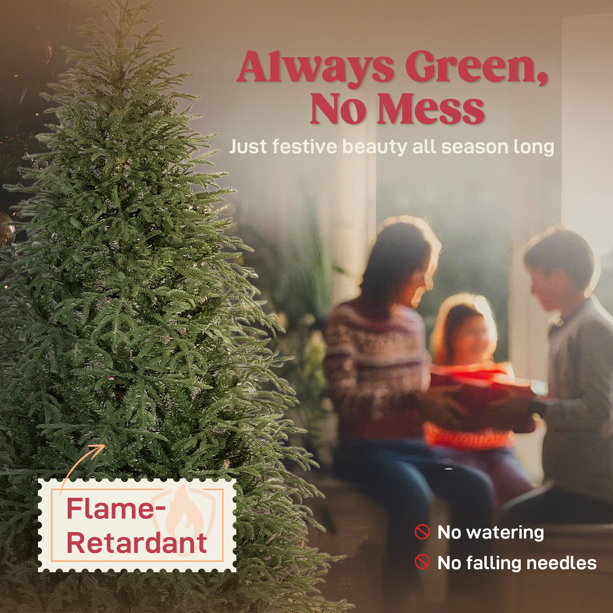 7 ft Artificial Christmas Tree with 2942 Realistic Dense Branches, Full Spruce, Hinged Xmas Tree with Metal Stand, Easy Assembly, Green