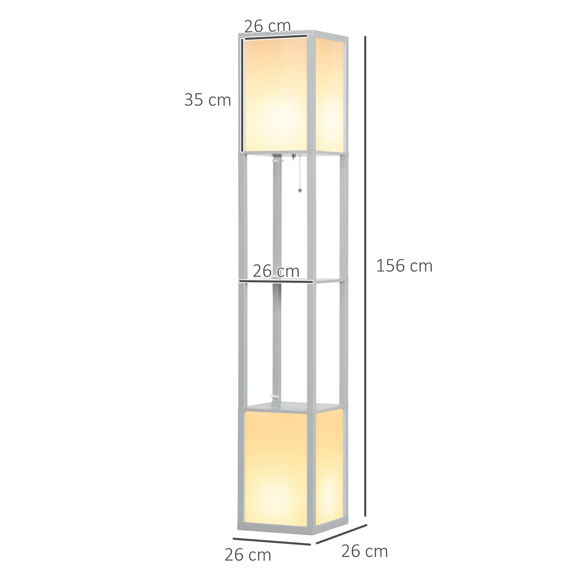 HOMCOM Floor Lamp with Shelves and Dual Light, Modern Corner Standing Lamp for Living Room, Bedroom, Bulb not Included, Light Grey