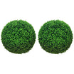 Artificial Boxwood Topiary Ball Set of 2 15.7 Inch Faux Plant, UV-Protected Anti-Fading Fake Plants for Home Indoor Outdoor Porch, Green
