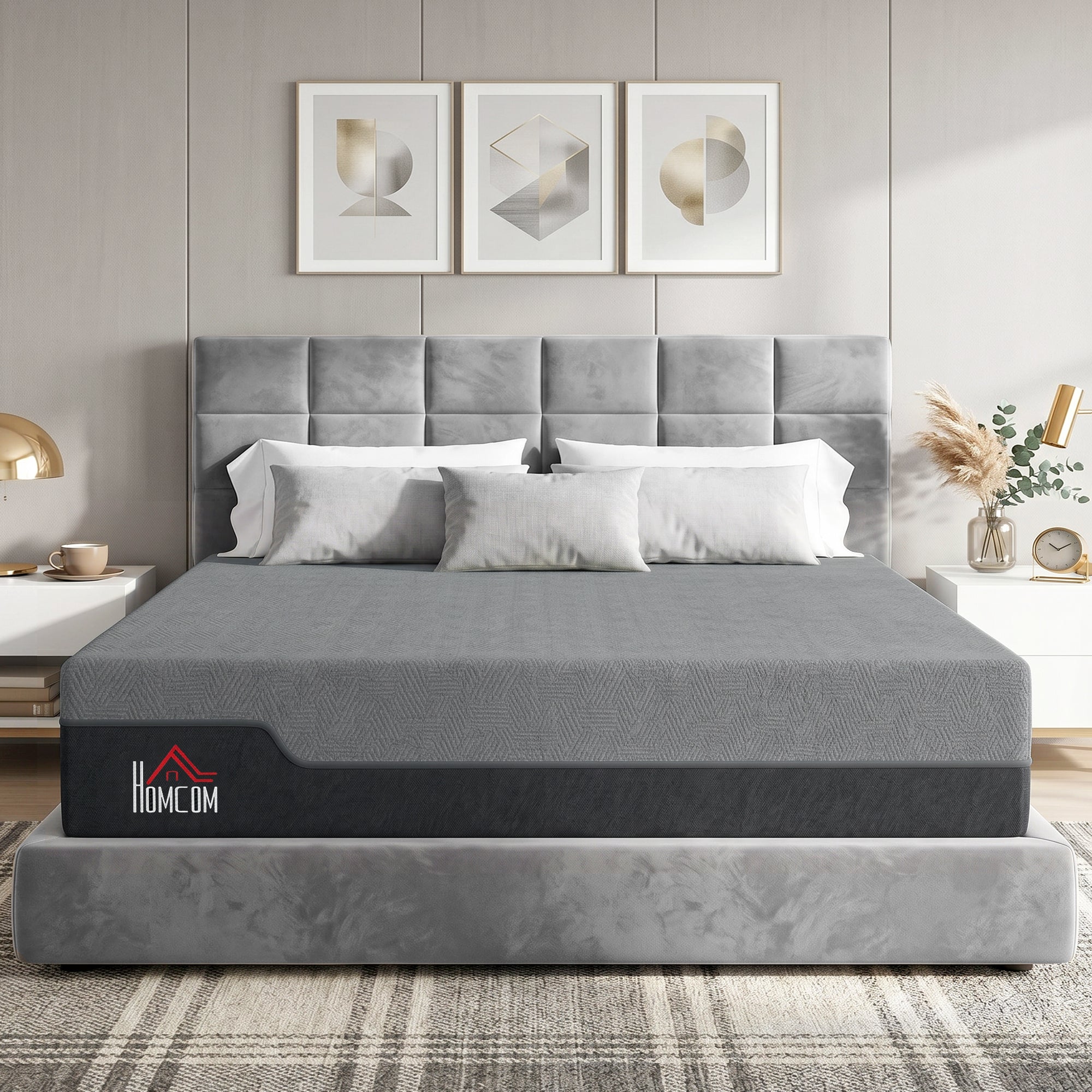 King Mattress, 14 Inch Gel Cooling Memory Foam Mattress for Cool Night Sleep, Graphene Bed in a Box for Pressure Relief, with Washable Cover, Made in USA, CertiPUR-US Certified, Medium Firm