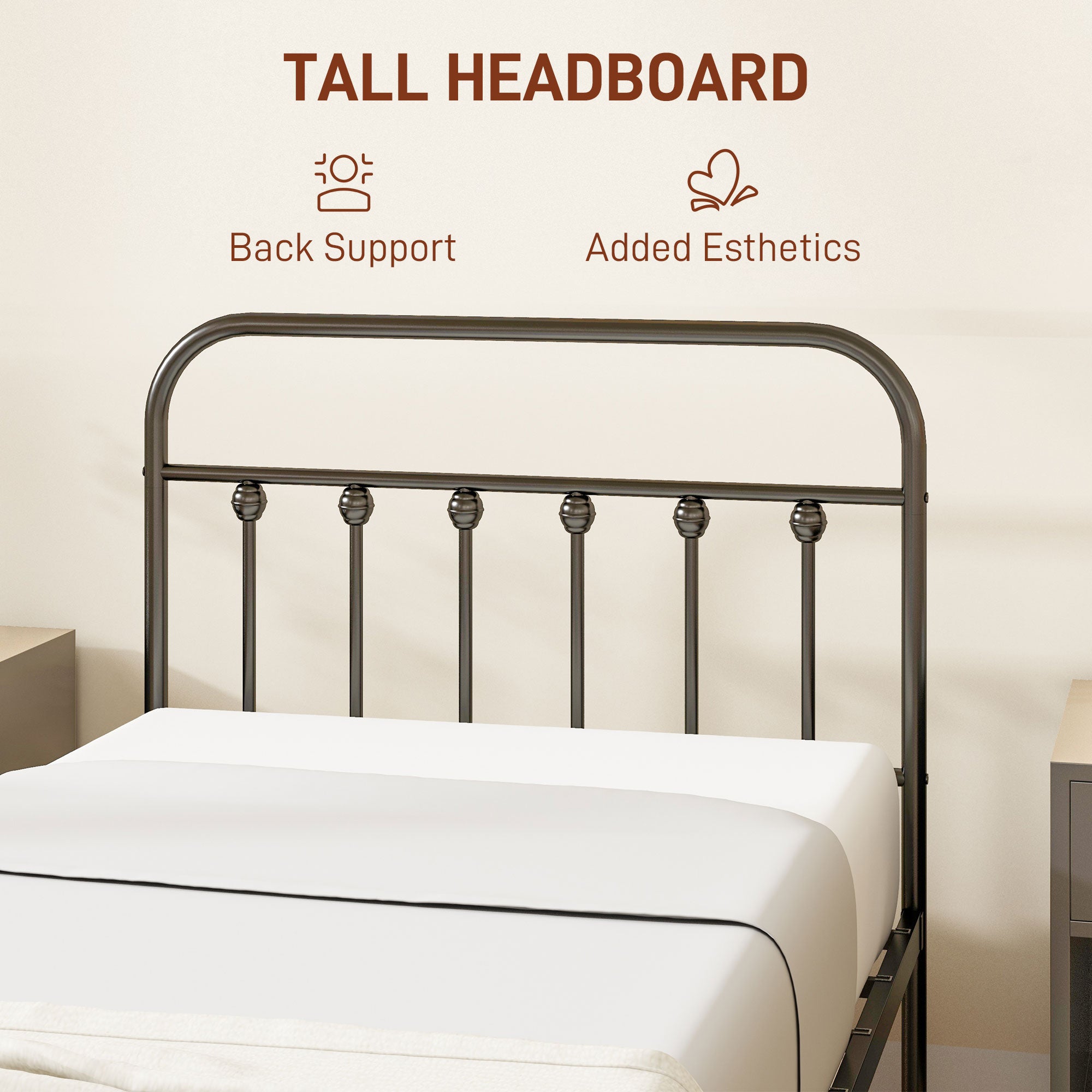 HOMCOM 3ft Single Bed Frame with Underbed Storage, Metal Platform Bed frame with Tall Headboard, Footboard and Steel Slat Support, No Box Spring Needed, Easy Assembly, Black