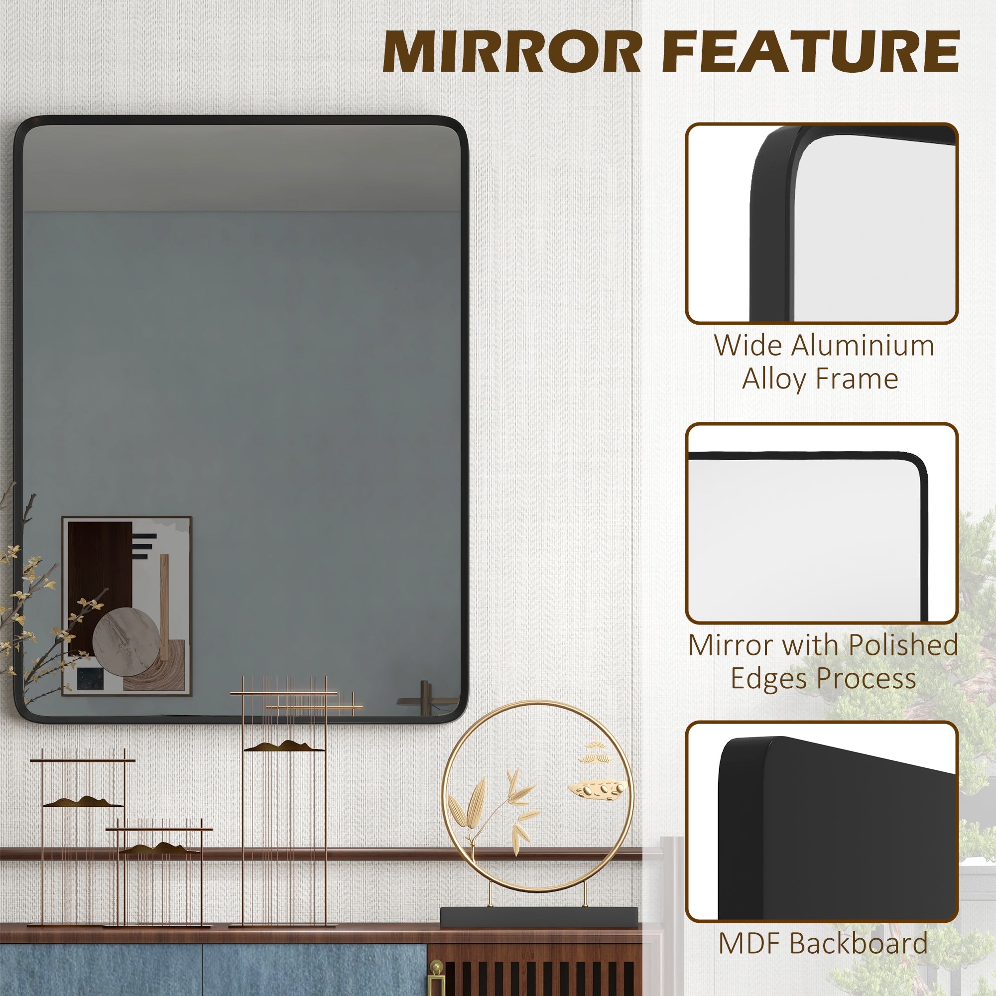 30 x 22 Wall Mounted Living Room Rectangle Mirror