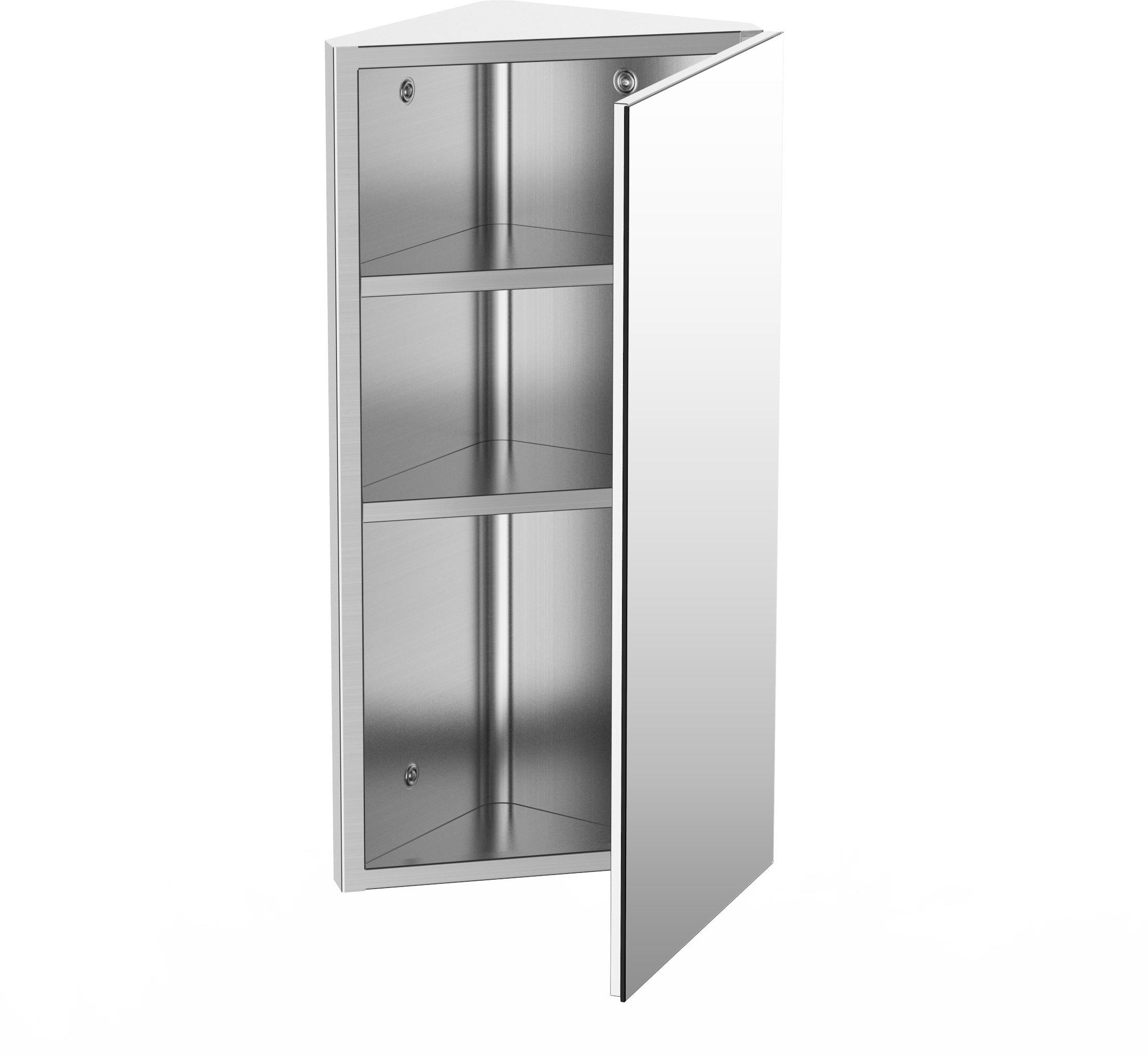 HOMCOM Wall mounted Bathroom Corner Mirror Storage Cabinet Stainless Steel with Single Door