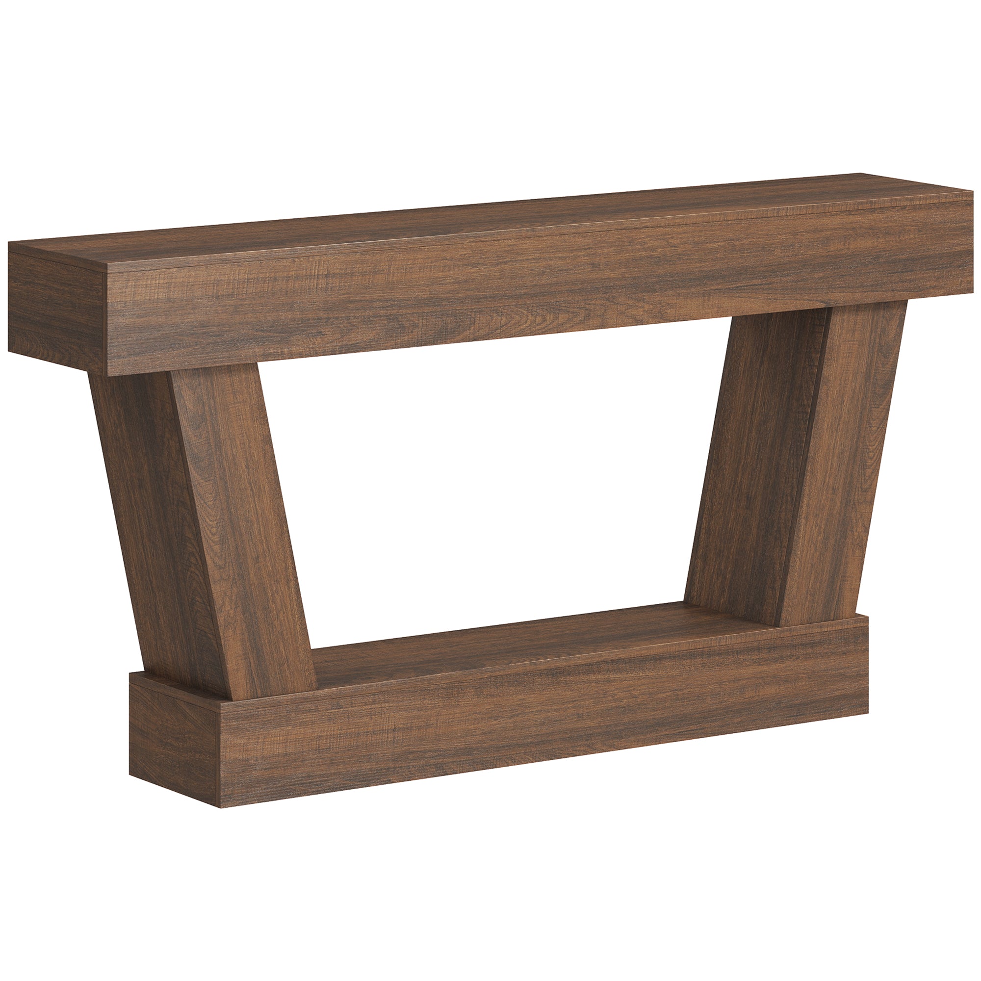 63 Inch Vintage Entryway Table, Narrow Console Tables For Entryway, Sofa Table Behind Couch with Open Shelf, for Living Room, Hallway, Brown