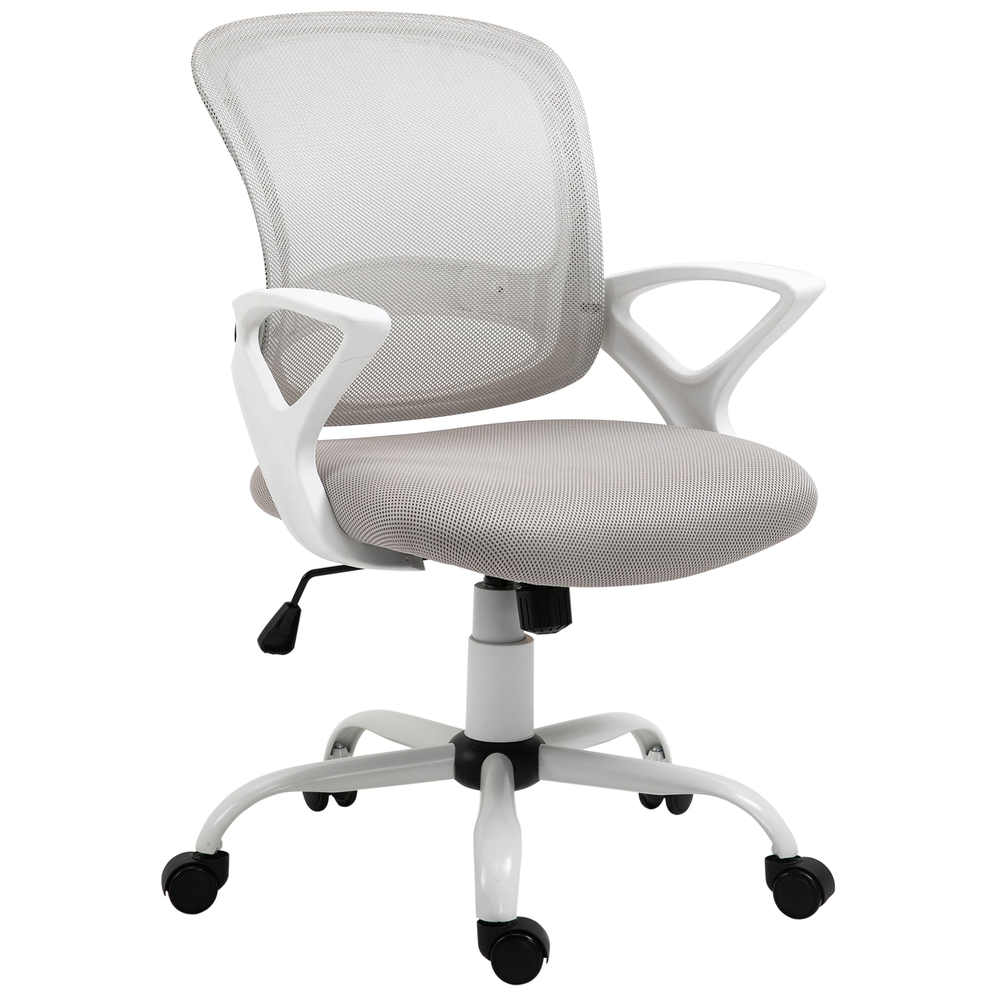 Ergonomic Mesh Office Chair, Swivel Mid Back Computer Desk Chair with  Lumbar Back Support, Adjustable Height, Rocking Function, Rolling Wheels, for Home Office Study, Gray
