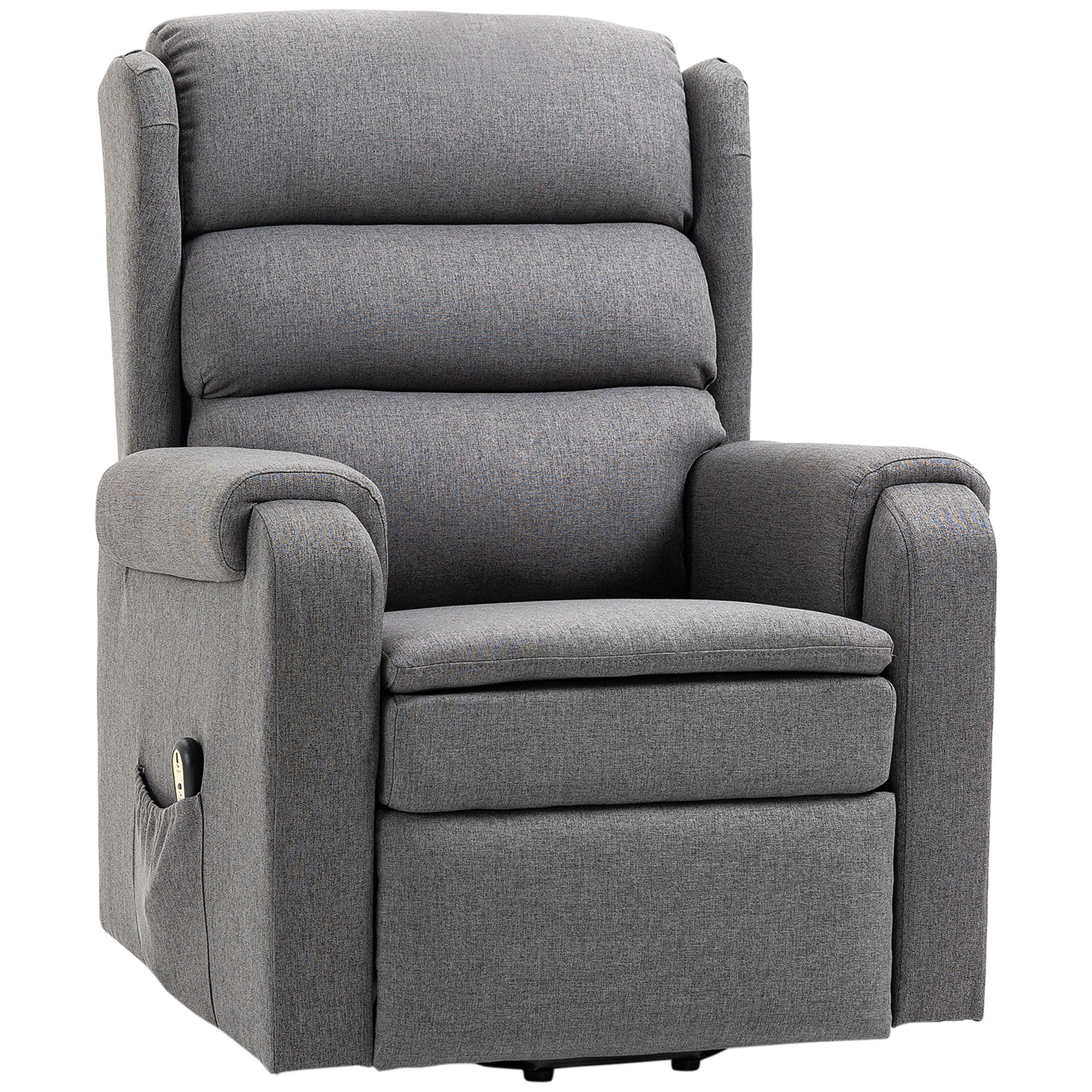 HOMCOM Power Lift Recliner Chair for Elderly, Fabric Electric Stand-Up Sofa, Heavy-Duty Reclining Chair with Pockets for Living Room, Dark Grey