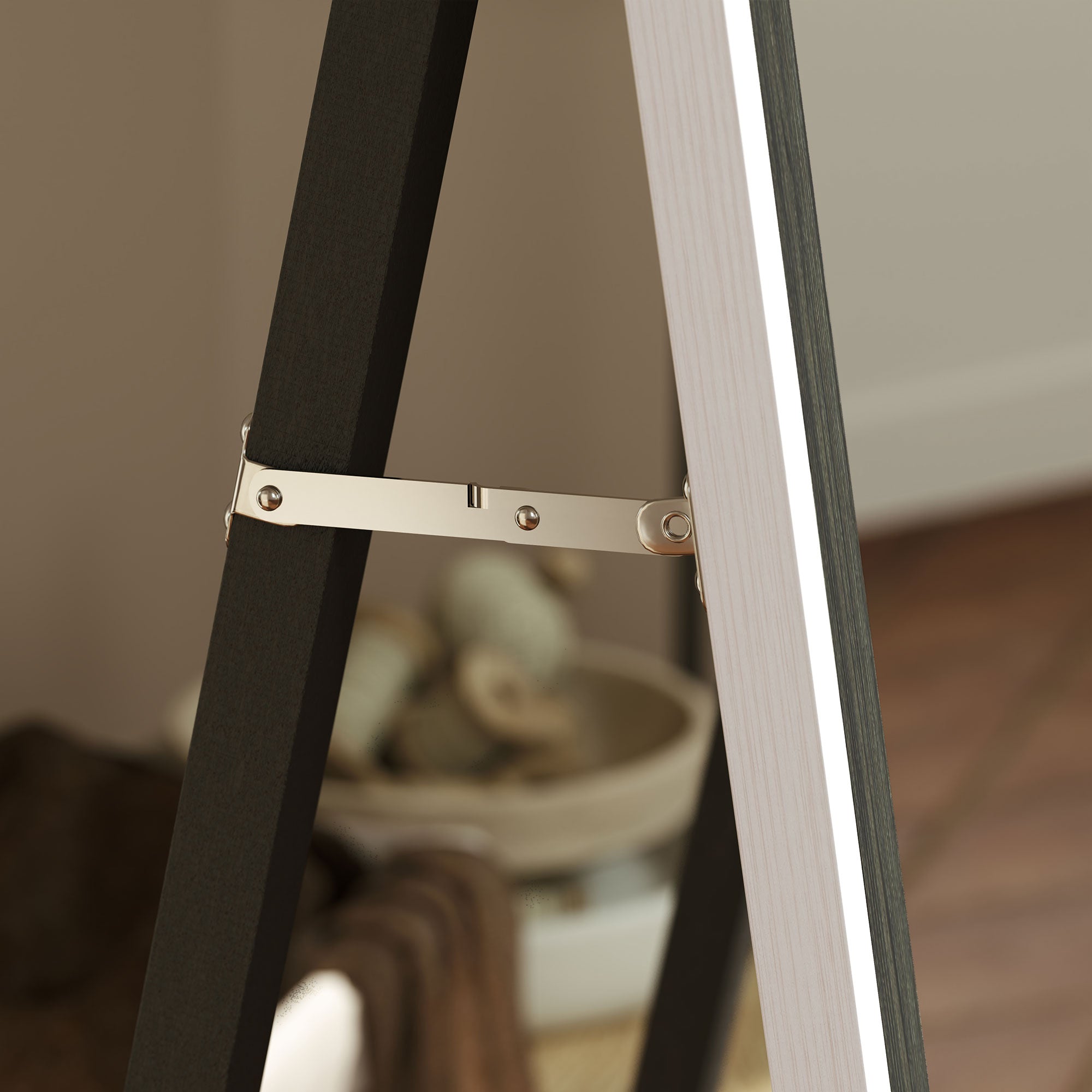 HOMCOM Full Length Mirror, 64" x 21" Full Body Mirror with Frame, Free Standing, Leaning or Wall Mirror for Bedroom, Living Room, Grey Wood Grain