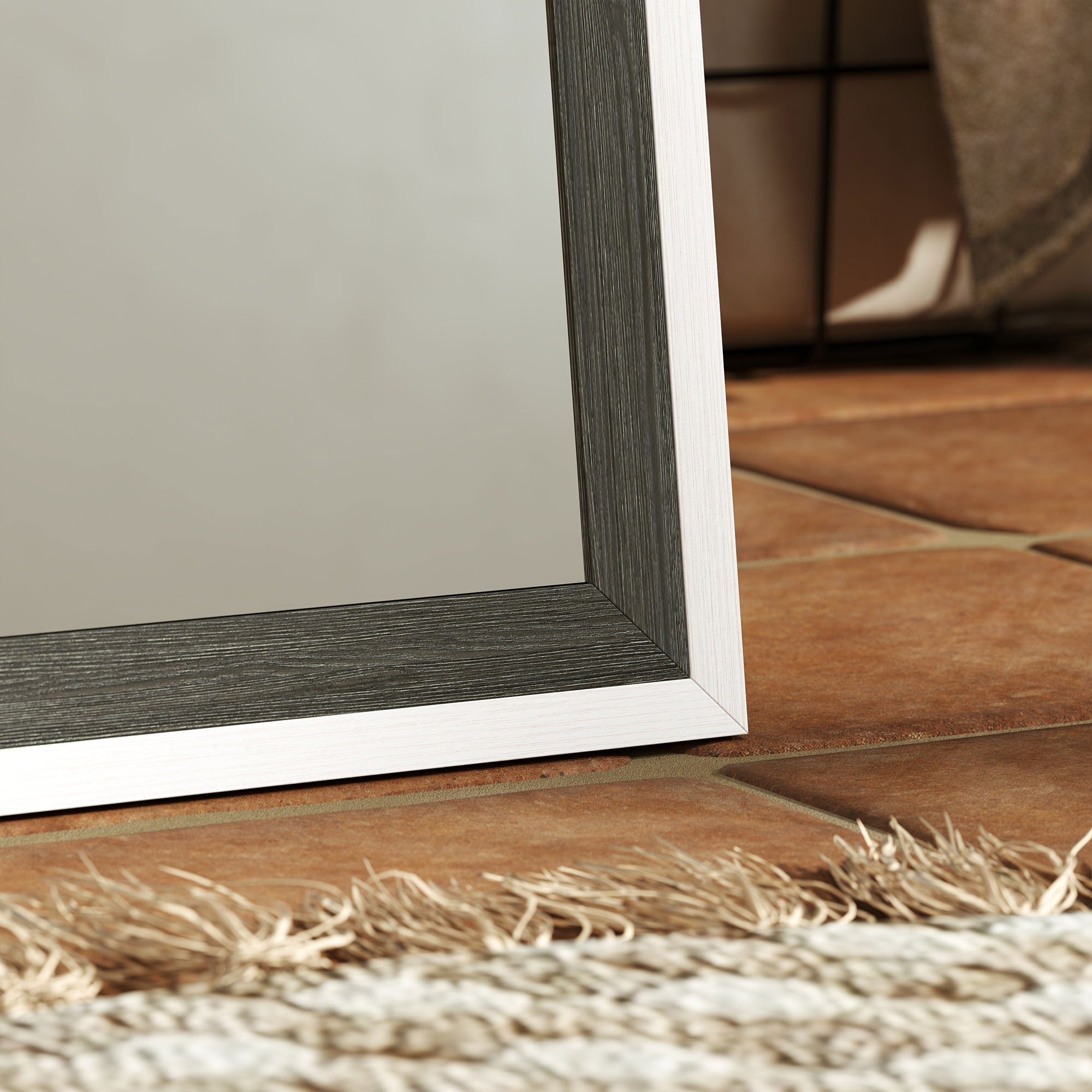 HOMCOM Full Length Mirror, 64" x 21" Full Body Mirror with Frame, Free Standing, Leaning or Wall Mirror for Bedroom, Living Room, Grey Wood Grain