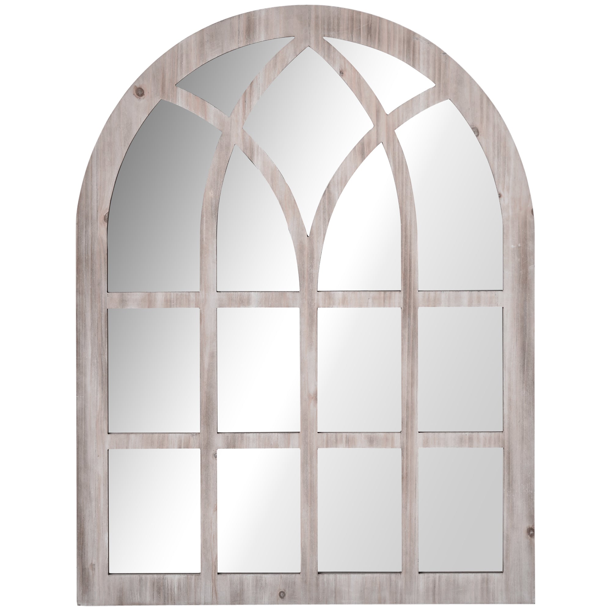 41" x 31.5" Large Rustic Wall Mirror Arch Window Mirror for Living Room Bedroom Entryway Natural