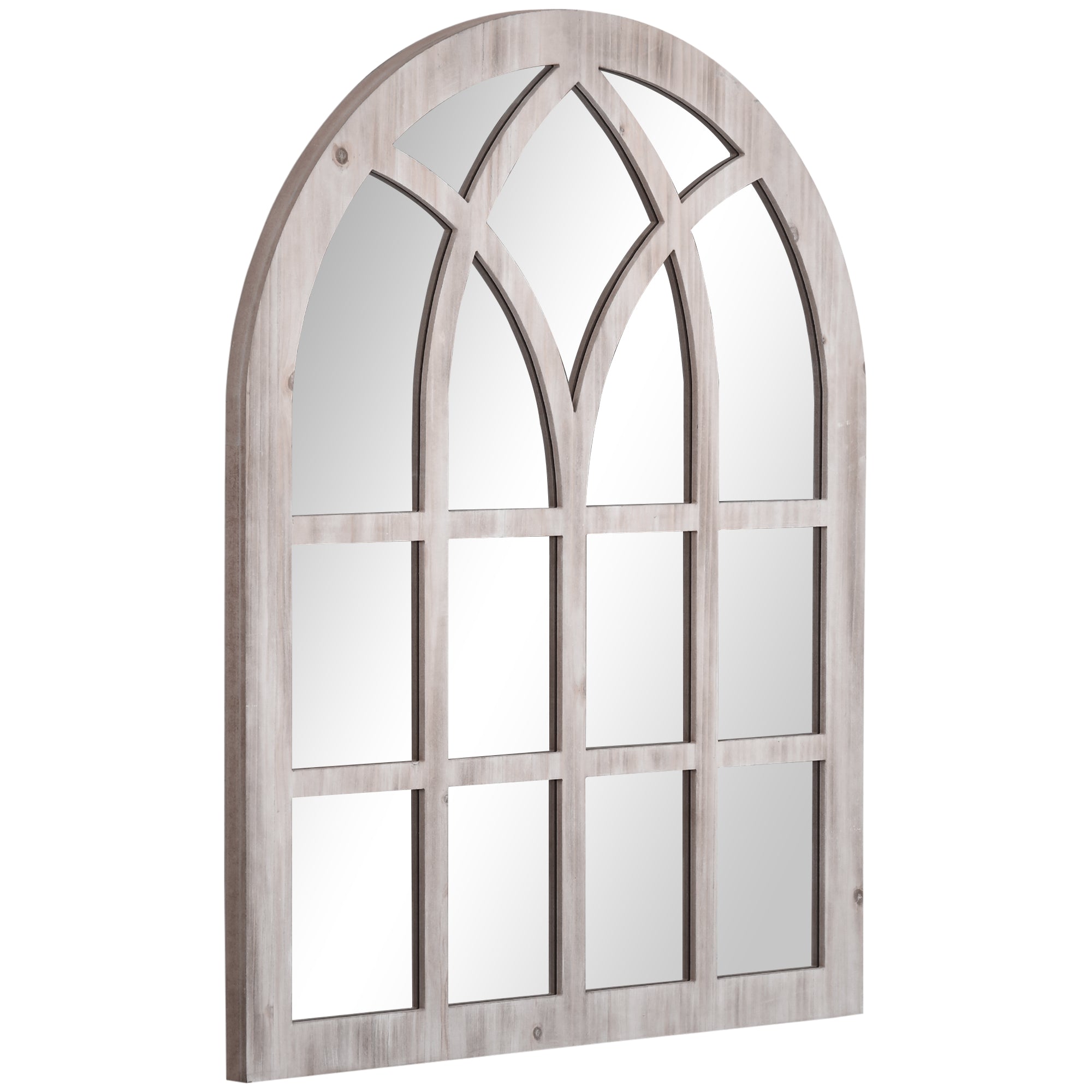 41" x 31.5" Large Rustic Wall Mirror Arch Window Mirror for Living Room Bedroom Entryway Natural