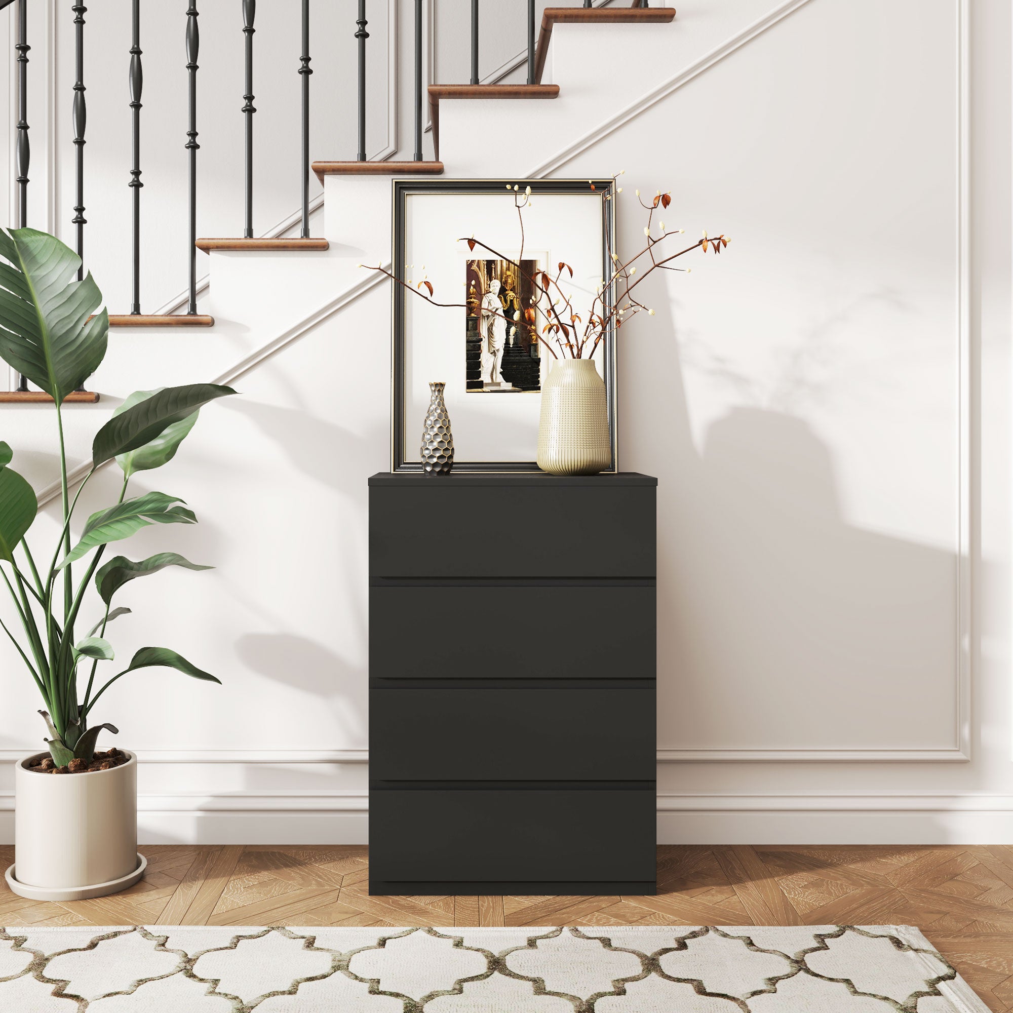HOMCOM Chest of Drawer, 4 Drawers Storage Cabinet Freestanding Drawer Unit for Bedroom, Black