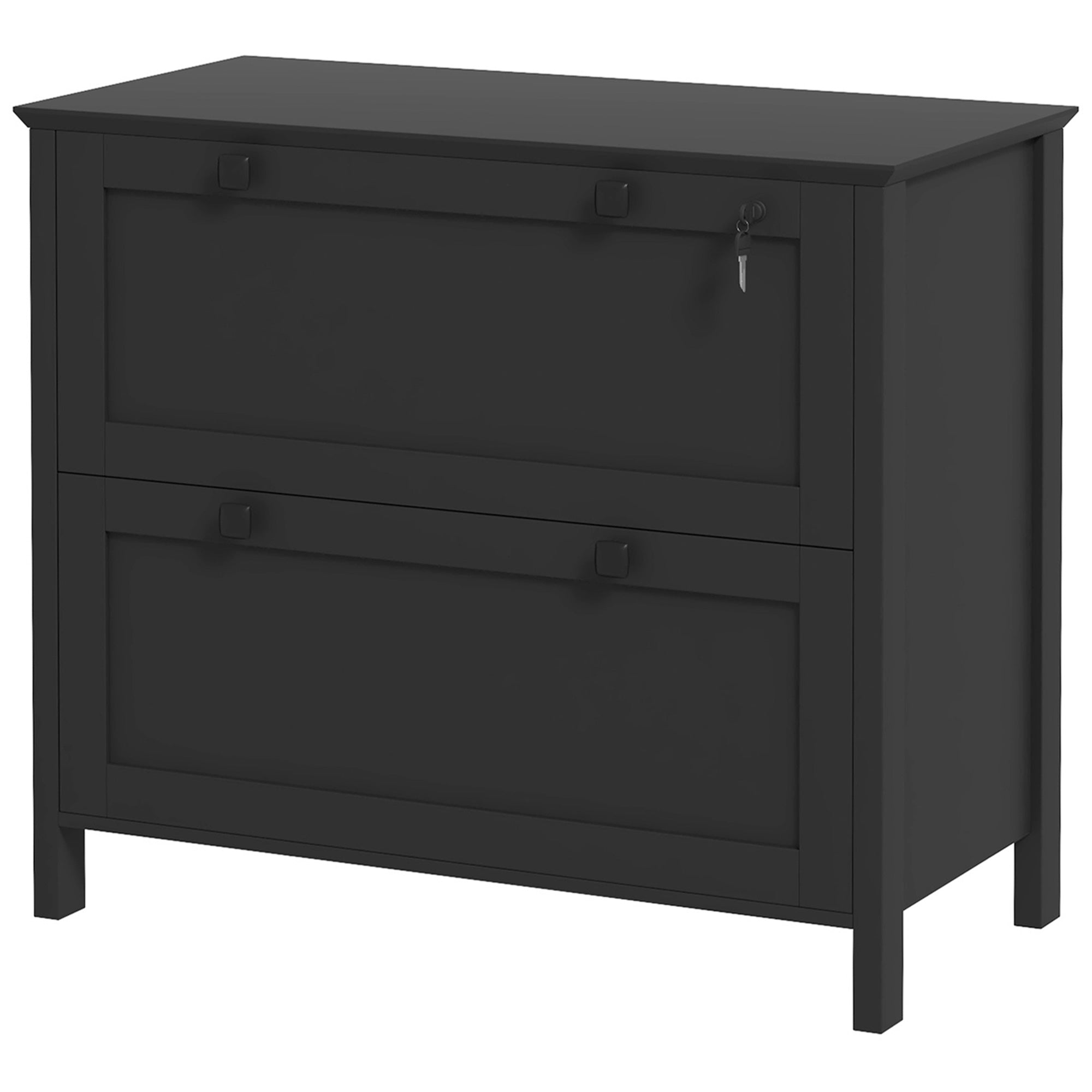 2 Drawer File Cabinet with Lock and Adjustable Hanging Bar Black