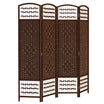 4 Panel Folding Room Divider Portable Privacy Screen Wave Fiber Room Partition for Home Office Brown