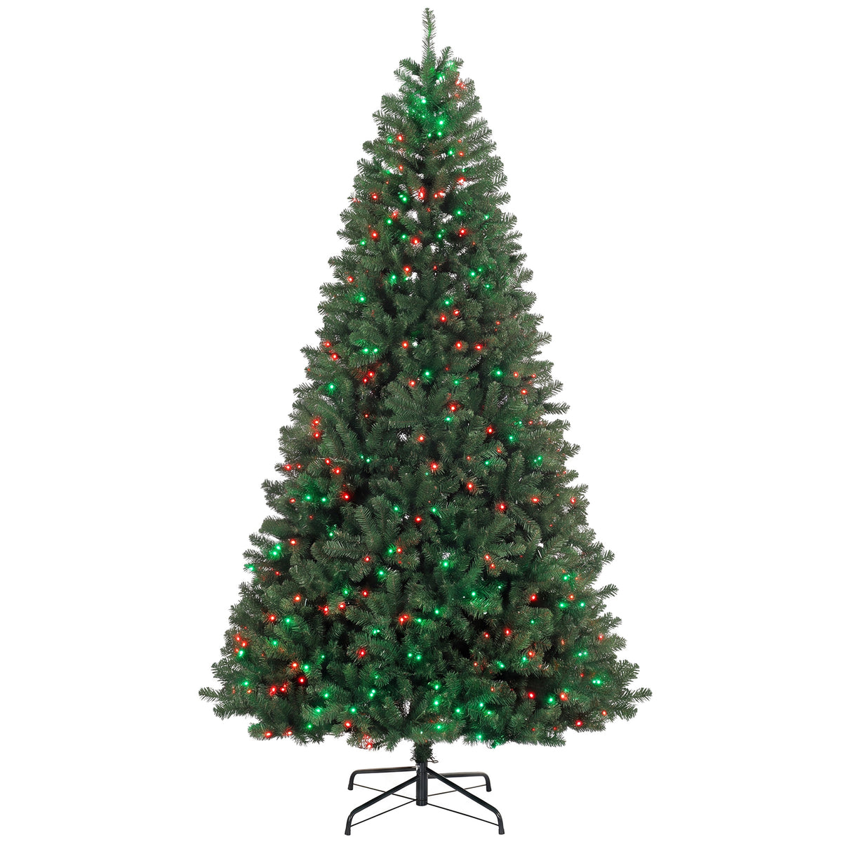9ft Prelit Christmas Tree with Dimmable RGB LEDs, Remote Control, Daily Timer, Artificial Fir Holiday Decoration, Hinged Xmas Tree with 6 Dynamic Modes, Metal Stand, Easy Assembly, Green