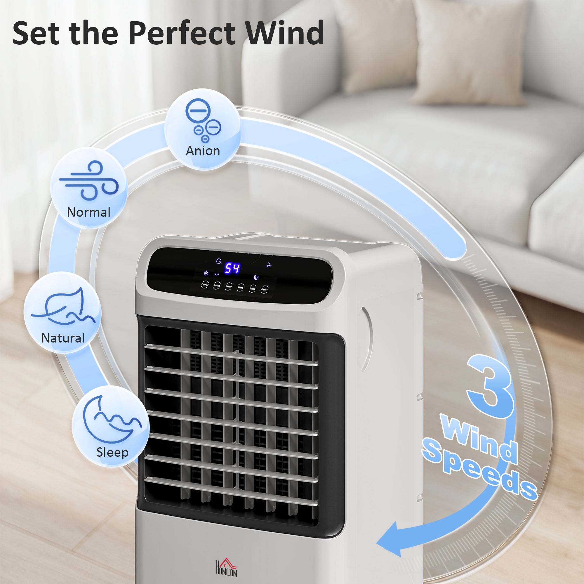 3-In-1 Ice Cooling Fan, Mobile Evaporative Air Cooler with Remote, Timer, Oscillating for Home Office, Bedroom, Gray