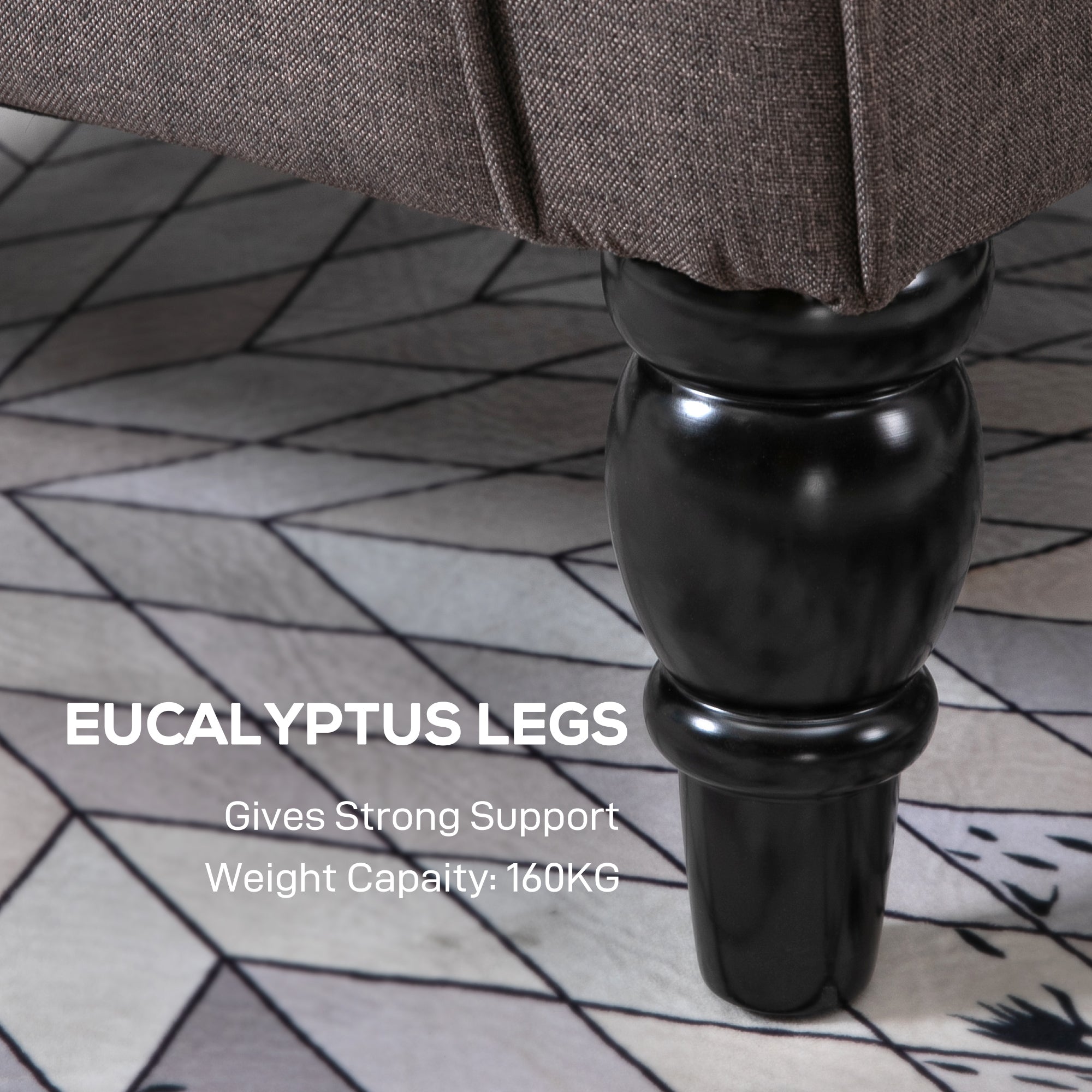 Mid-CenturyAccent Chair w/ High Wingback, Button-Tufted Fabric & Retro Wood Legs, Dark Brown - HOMCOM