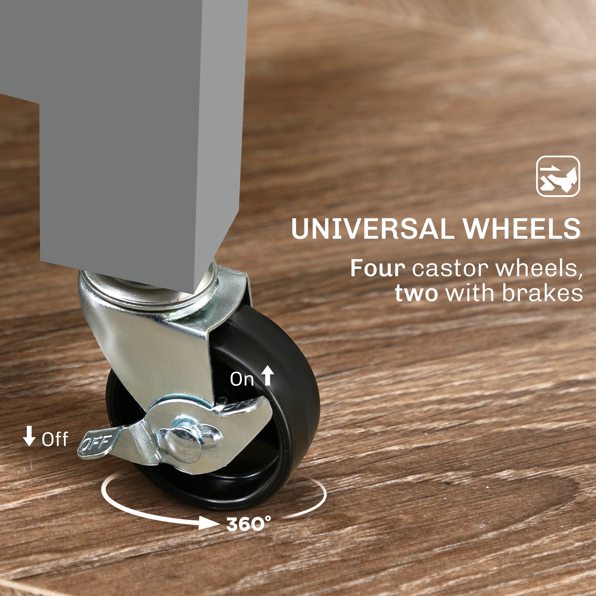 36" Rolling Kitchen Island Cart with Wood Top, Shelves & Drawers for Dining, Gray - HOMCOM