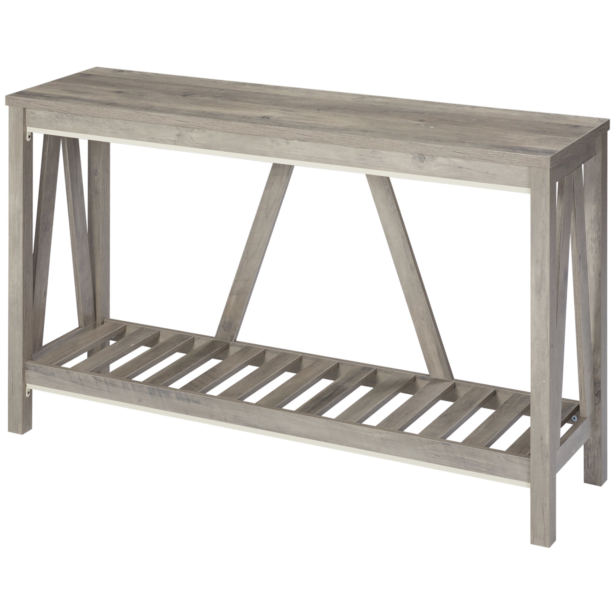 Console Table Farmhouse Entryway Table with Storage Shelf Rustic Sofa Table for Living Room Gray