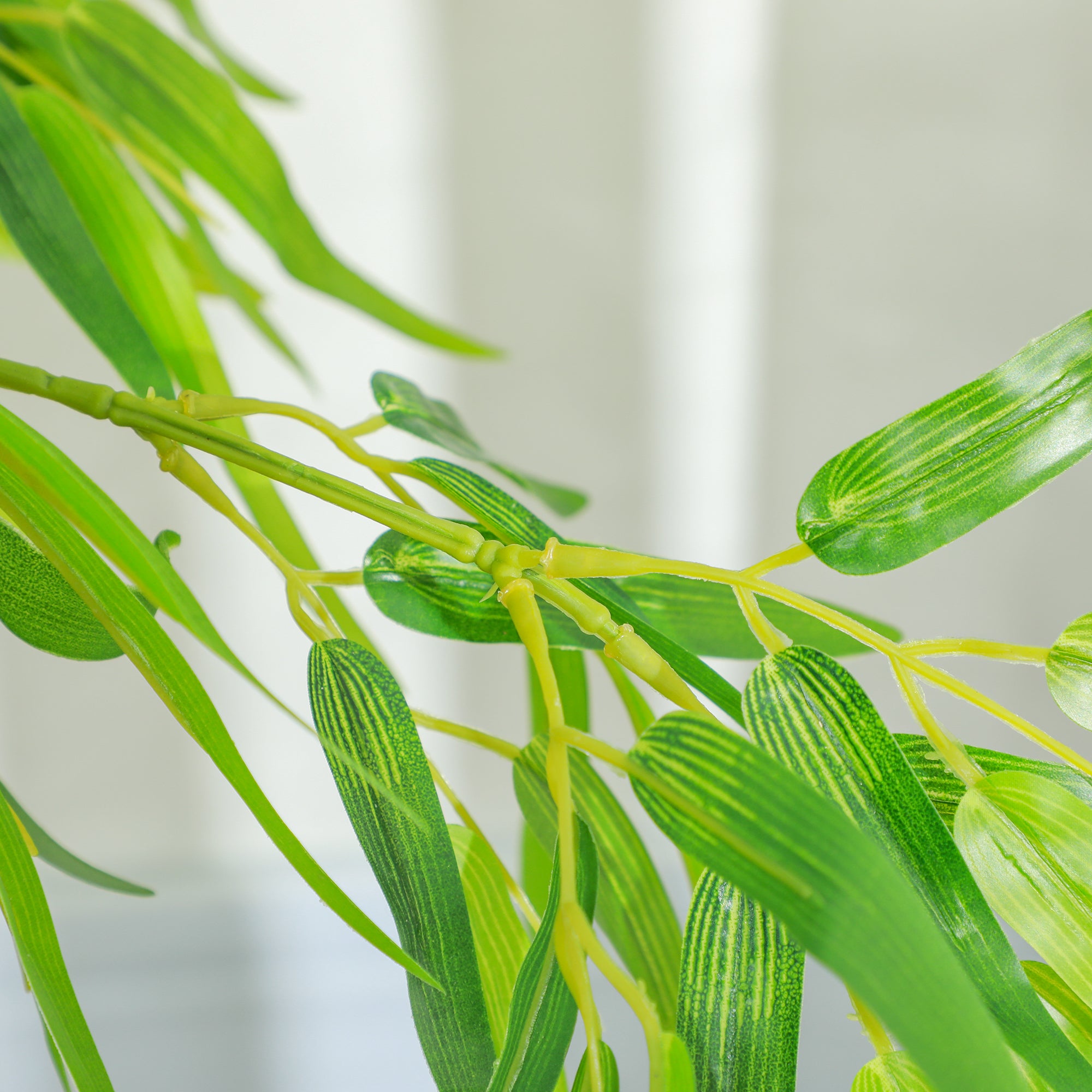 Artificial Bamboo Tree Set of 2, 5ft Tall Fake Tree with Realistic Leaf and Natural Trunk, Faux Decorative Plant in Nursery Pot for Indoor Decor