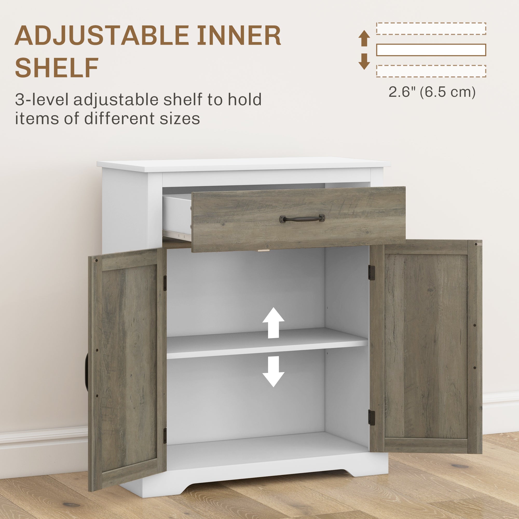 HOMCOM Storage Cabinet, Sideboard Buffet Cabinet with Drawer, Coffee Bar with Double Doors and Adjustable Shelf, White