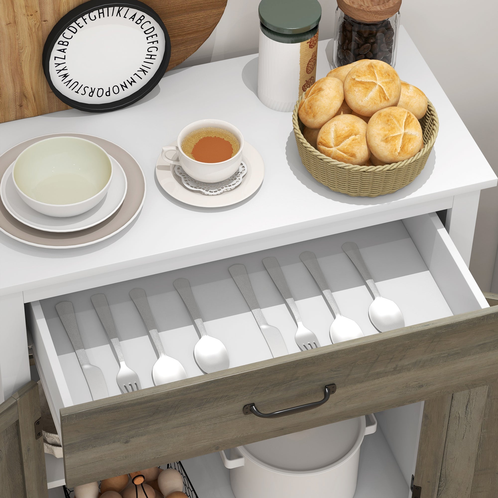 HOMCOM Storage Cabinet, Sideboard Buffet Cabinet with Drawer, Coffee Bar with Double Doors and Adjustable Shelf, White