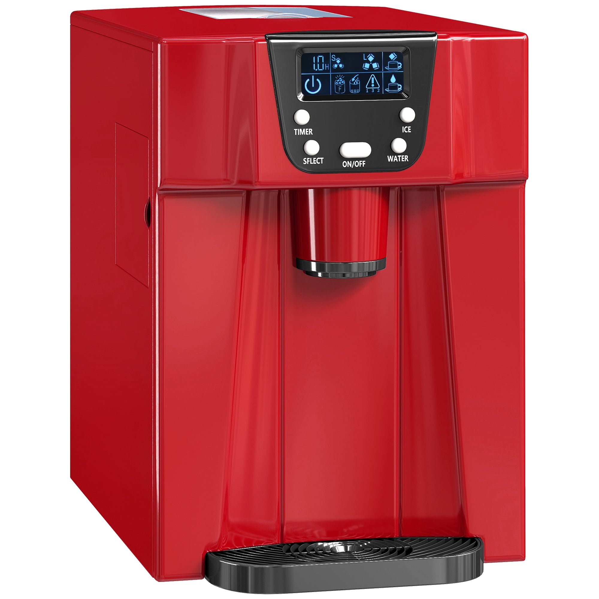 3L Ice Maker Machine and Water Dispenser, 12kg in 24H, 2 Size Options 9 Ice Cubes Ready in 6-10 Mins Countertop Ice Machine for Home, Kitchen, Office, Bar, Red