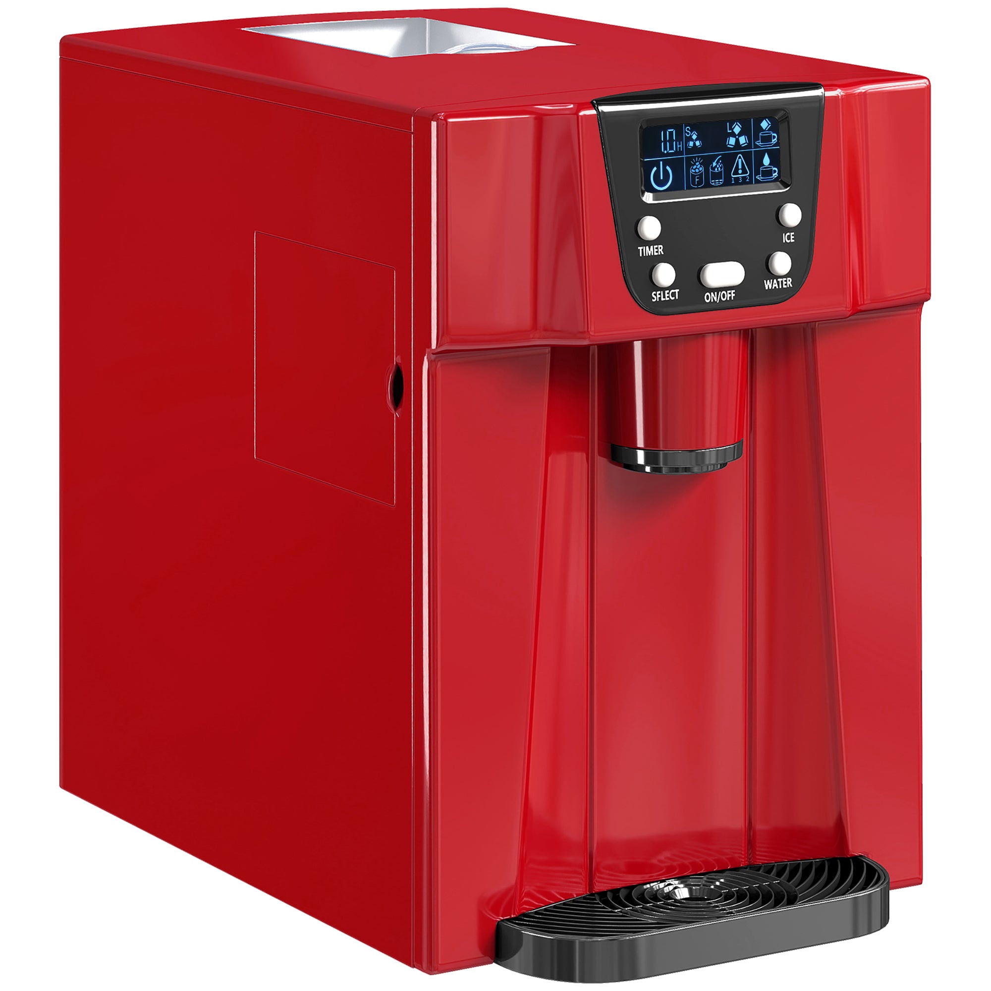 3L Ice Maker Machine and Water Dispenser, 12kg in 24H, 2 Size Options 9 Ice Cubes Ready in 6-10 Mins Countertop Ice Machine for Home, Kitchen, Office, Bar, Red