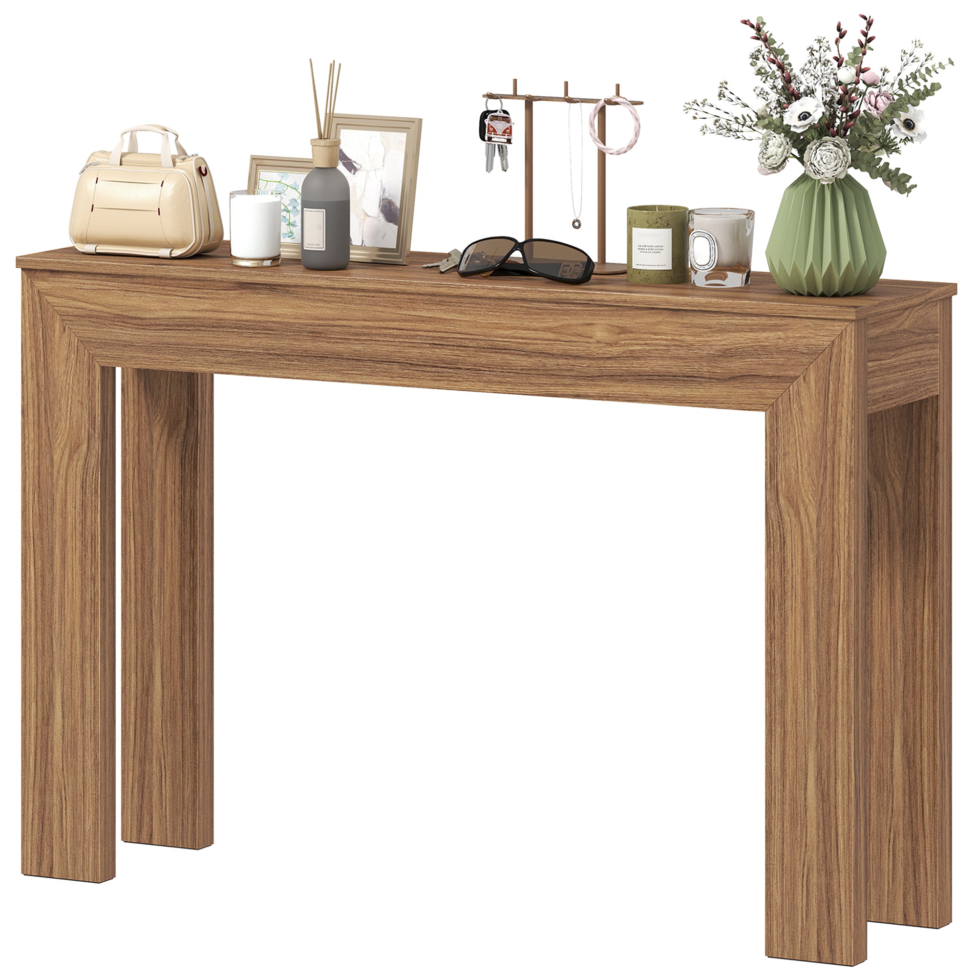 Modern Console Table, 47" Narrow Entryway Table for Living Room, Hallway, Walnut