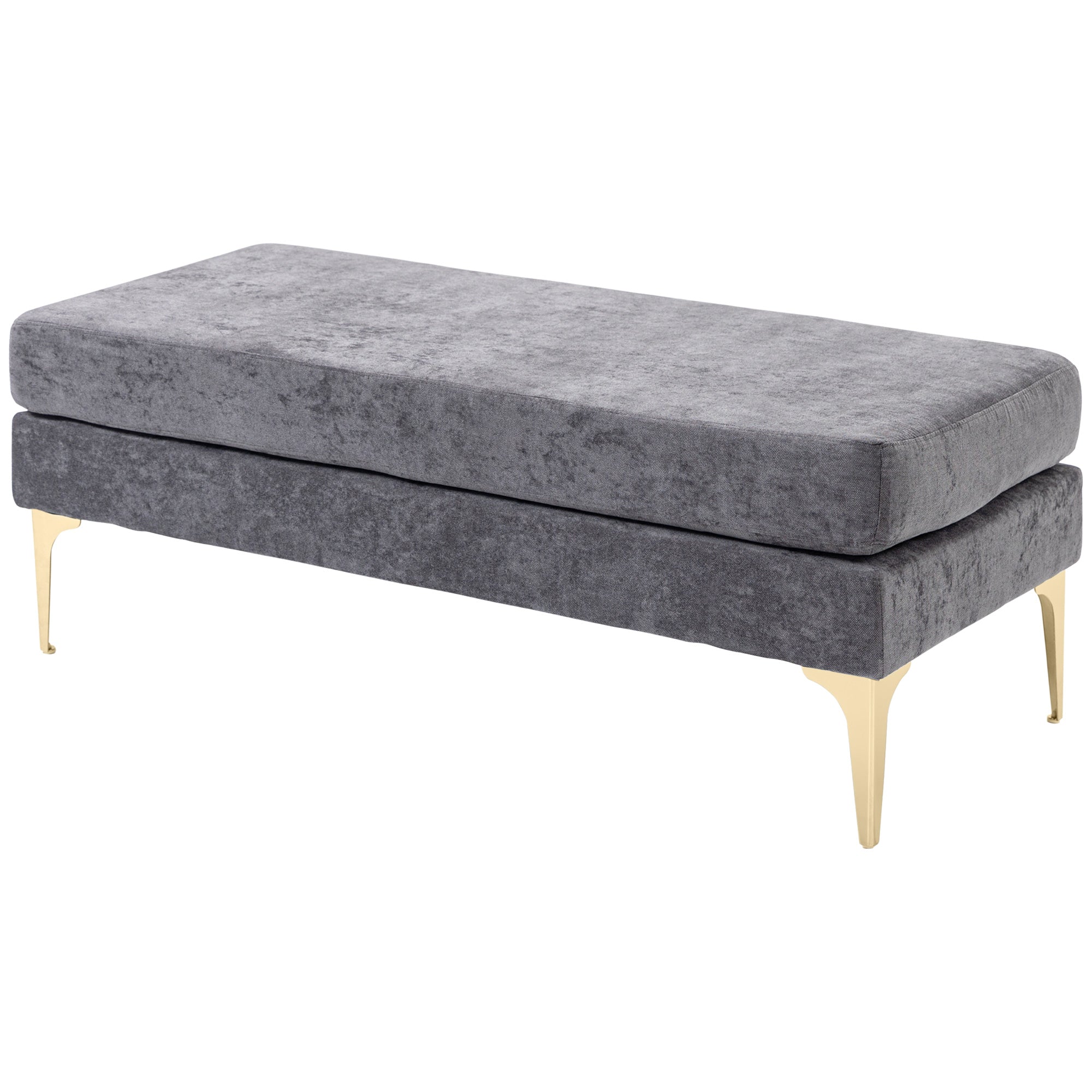 HOMCOM Upholstered Bench, 48" End of Bed Bench, Entryway Bench with Double Layer Seat Cushions and Steel Legs for Bedroom, Dark Grey