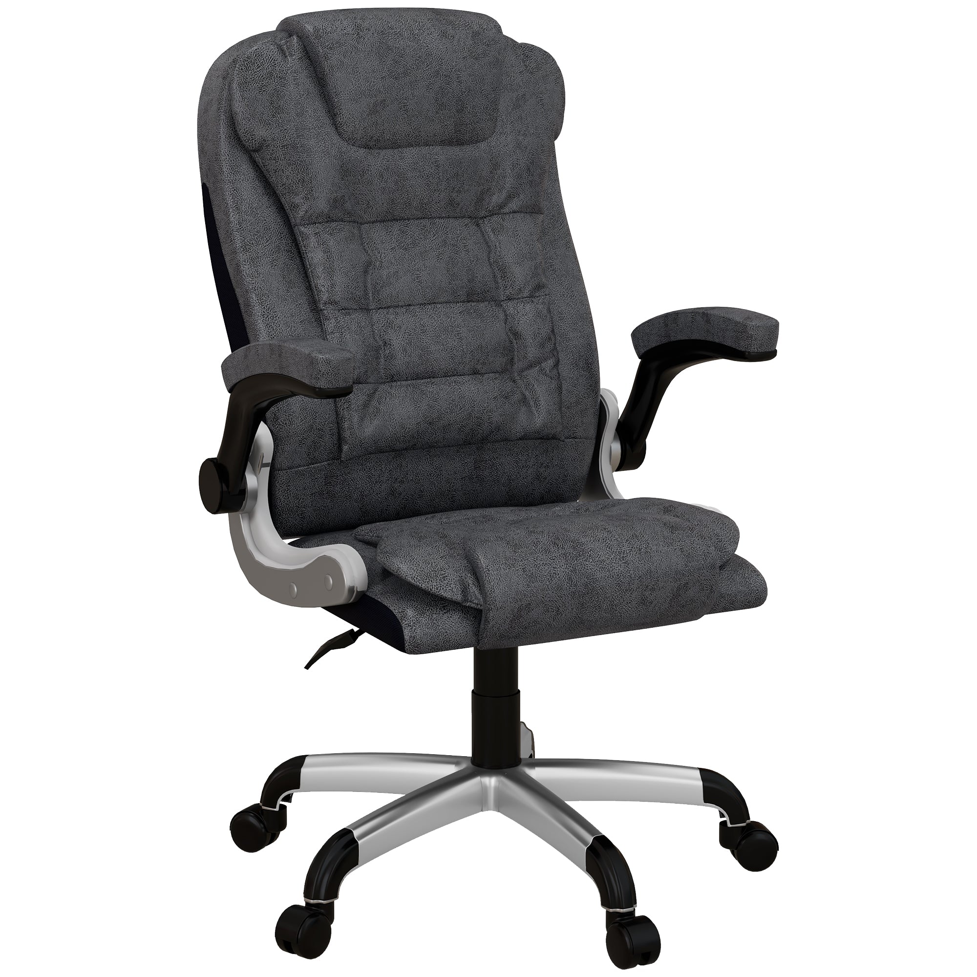 Vinsetto 400lbs Big and Tall Office Chair, Microfibre Computer Desk Chair with Flip-up Arm, Adjustable Height, High Back, Charcoal Grey