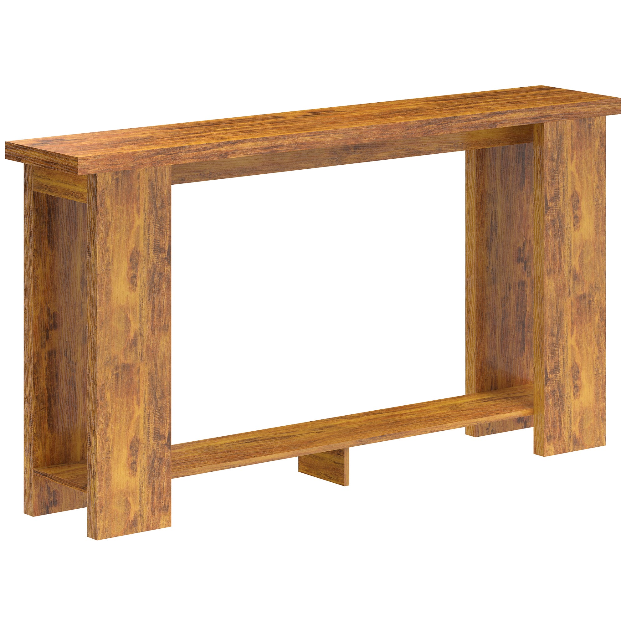 Farmhouse Console Table, 63" Narrow Entryway Table with Storage Shelf and Thickened Tabletop for Living Room, Hallway, Entrance, Distressed Brown